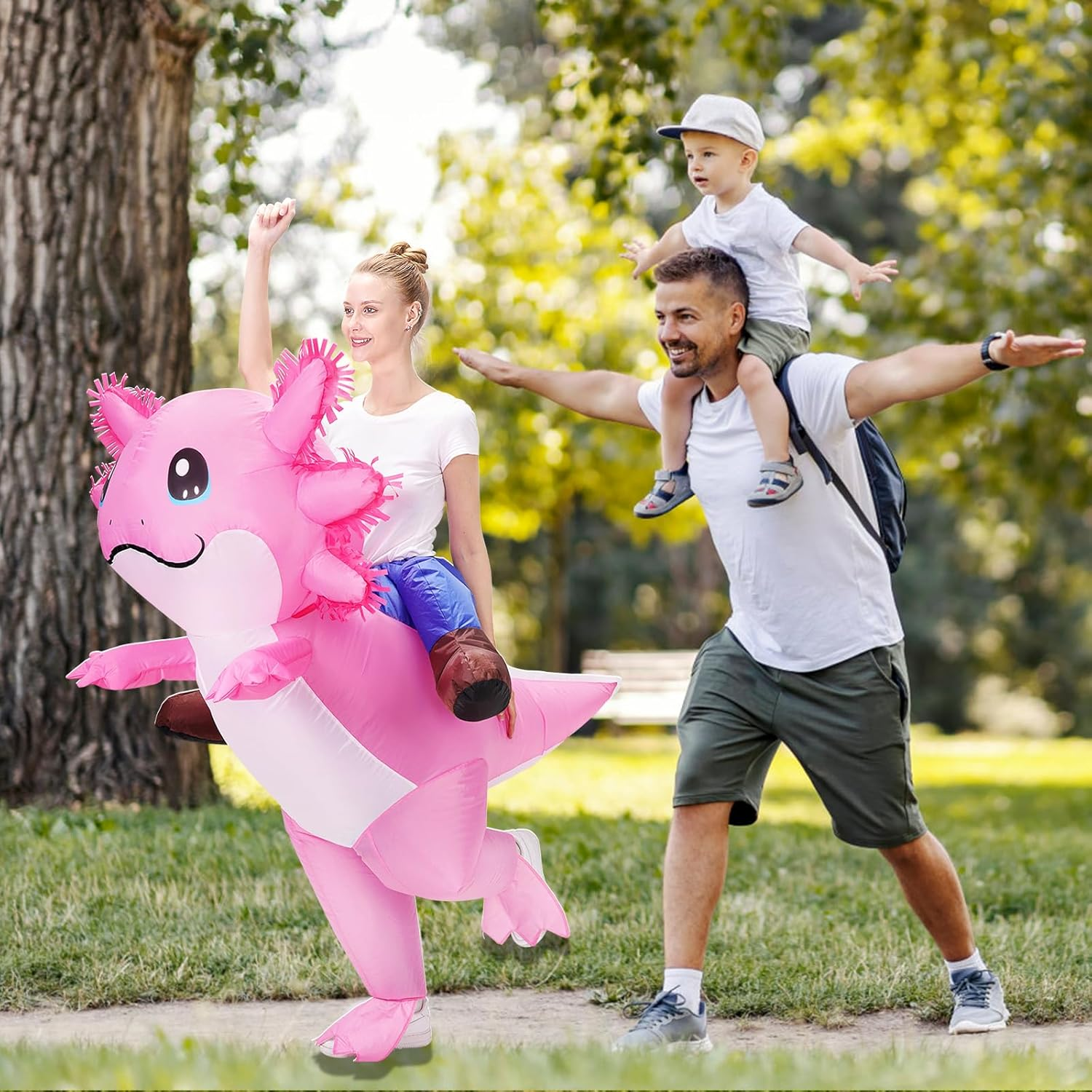 Inflatable Costume Adult/Kids Axolotl Costumes Deluxe Halloween Air Blow-Up Costume Pink Axolotl Costumes for Cosplay Party image number 5