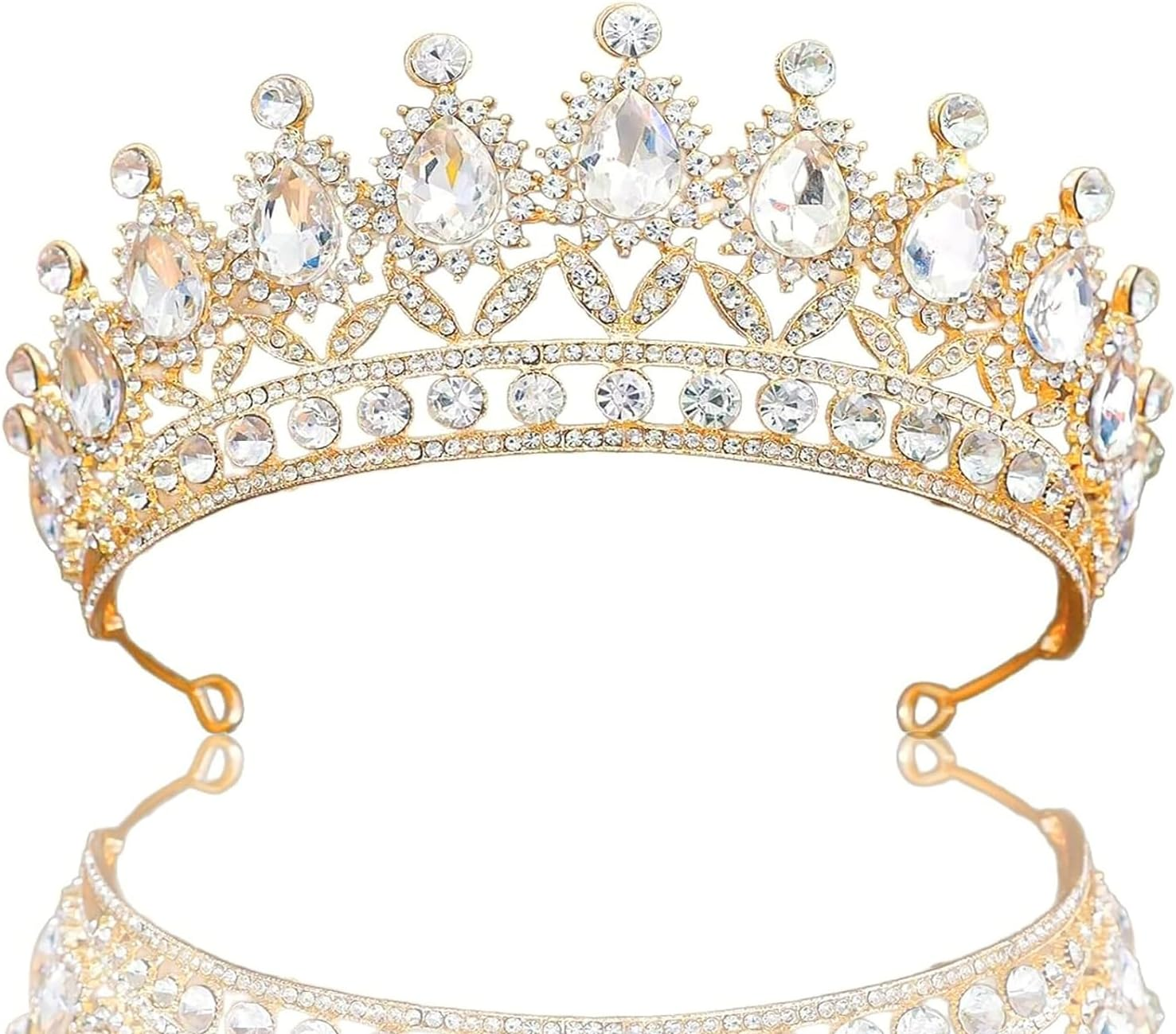 NIYANGLE Vintage Tiara Crown, Wedding Bridal Tiara, Glittering Crystal Headbands, Queen Crown for Women, Weddings, Costume, Party, Birthday, Hair Accessories image number 2