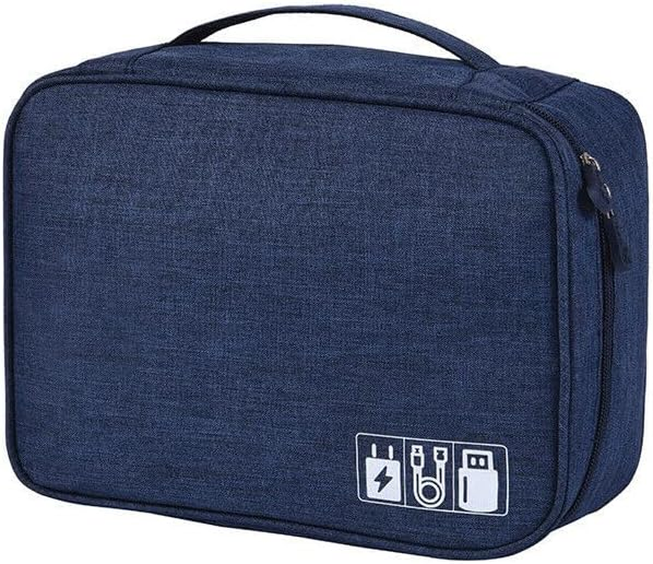 AIMALL Portable Cable Organizer Bag, Multi-Functional Travel Storage Case for Charger, USB, Electronic Accessories, with Adjustable Dividers, Zipper Closure, 7 Colours