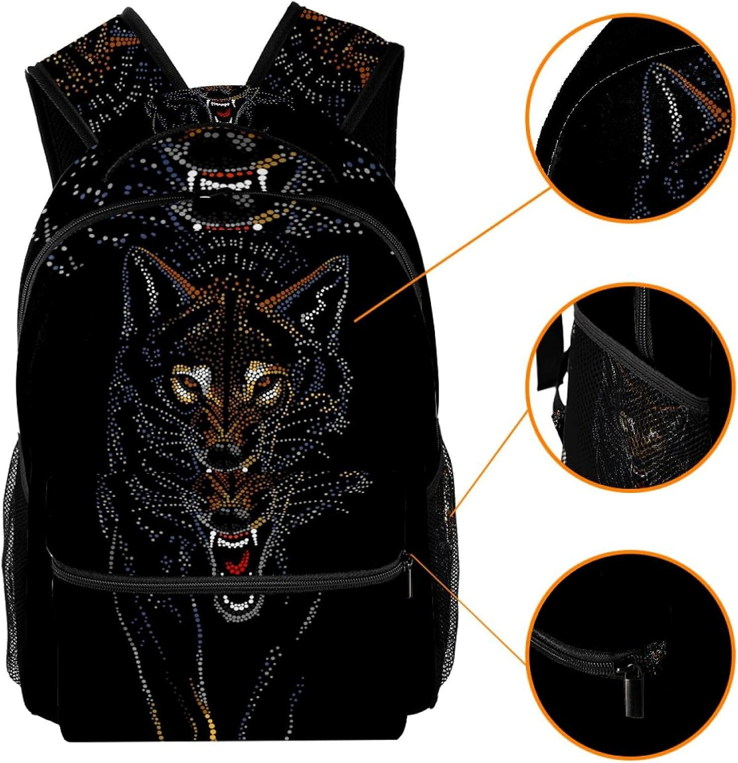 Wolf Backpack Students Shoulder Bags Travel Bag College School Tote Backpacks image number 2