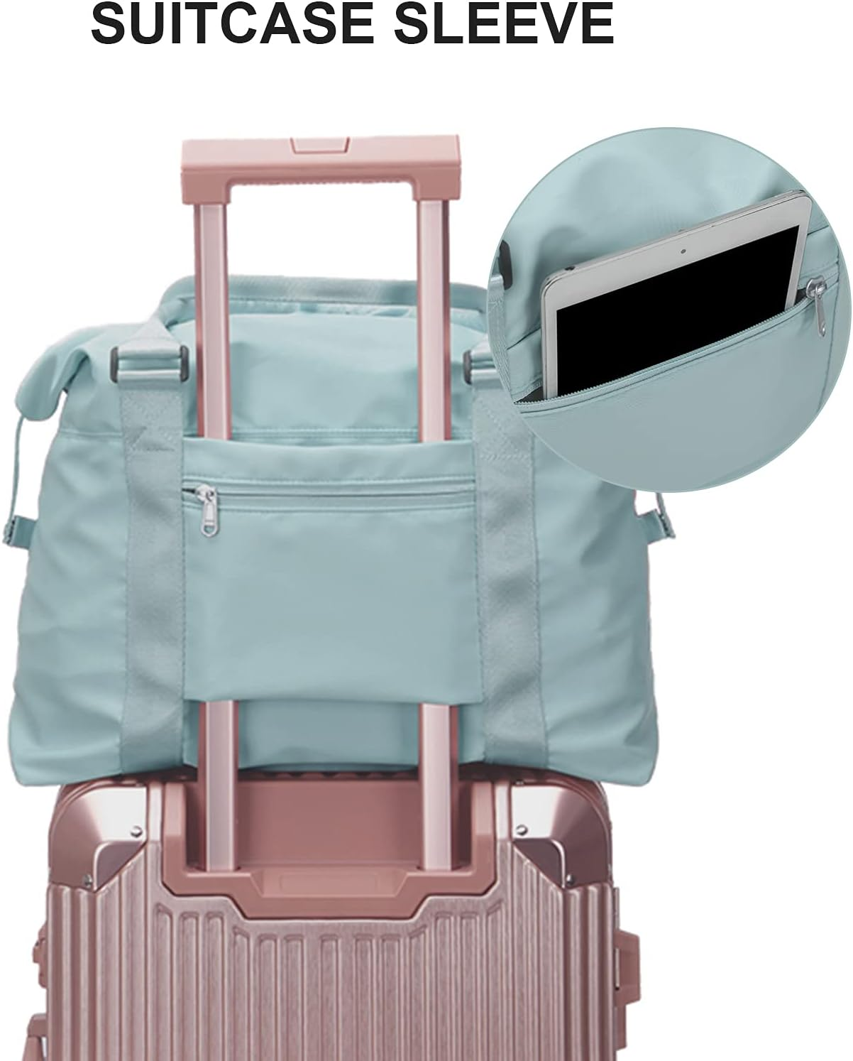 Sport Travel Duffle Bag Large Gym Tote Bag for Women, Weekender Bag Carry On - Black Fanny Pack Bag image number 6