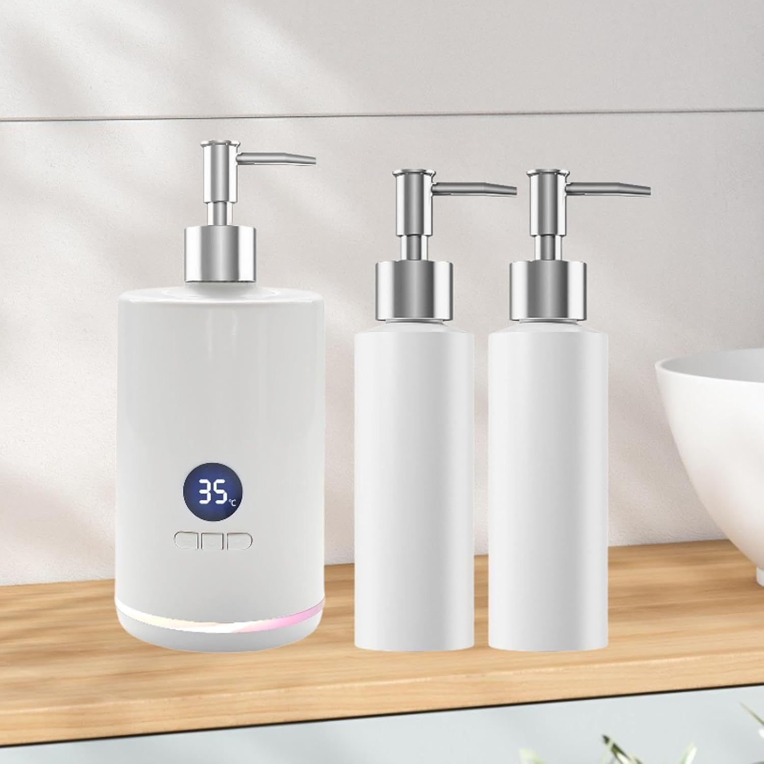 Single Essential Oil Bottle Heater Massage Oil Warmer Professional for Cream Lotion Lotion Warmer Dispenser Oil Bottle Warmer, White image number 2