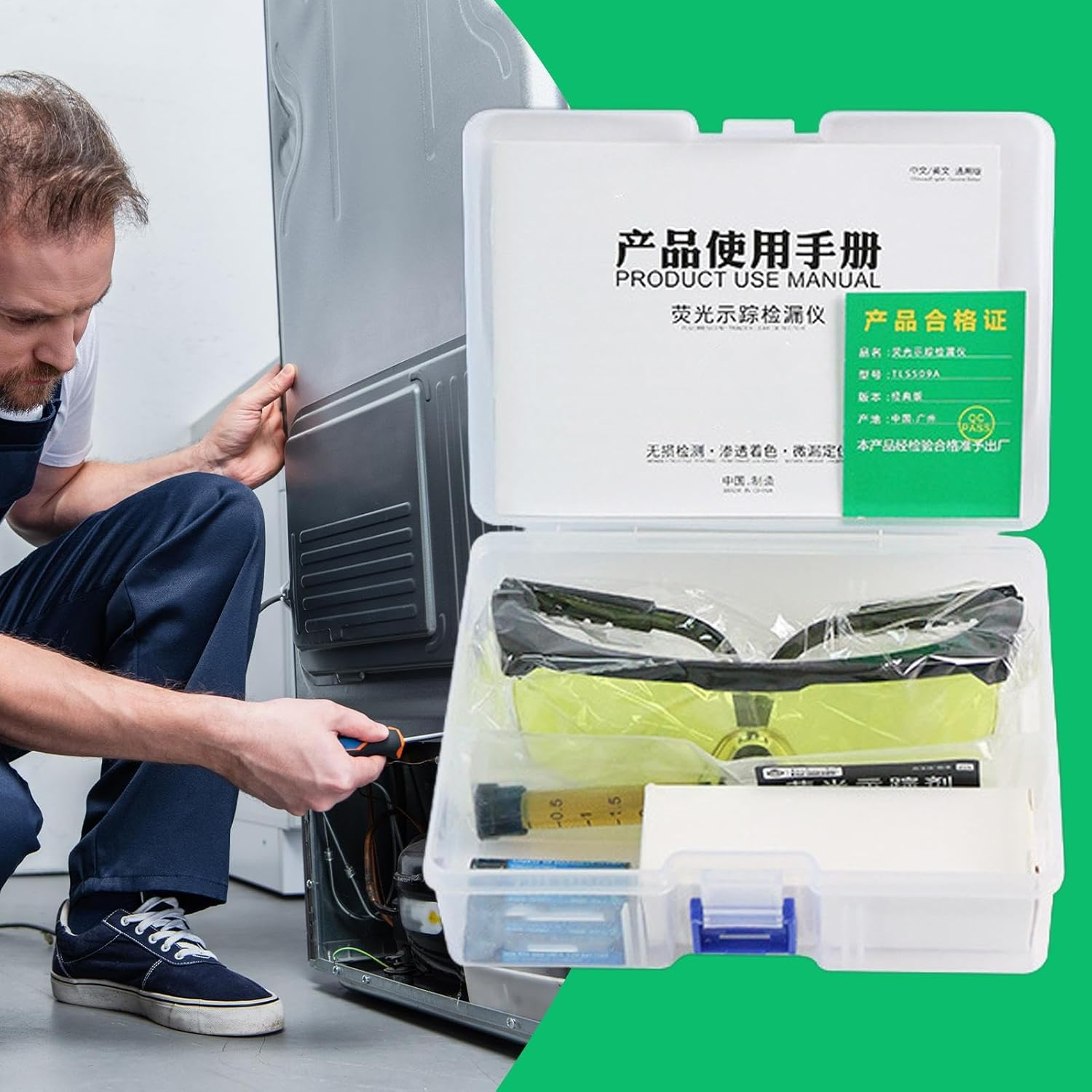 Leak Detector HVAC - Detection Tool for Air Conditioner | Portable Air Conditioner Leak Detector with Glow-In-The-Dark for Home, Automotive, Vehicle image number 1