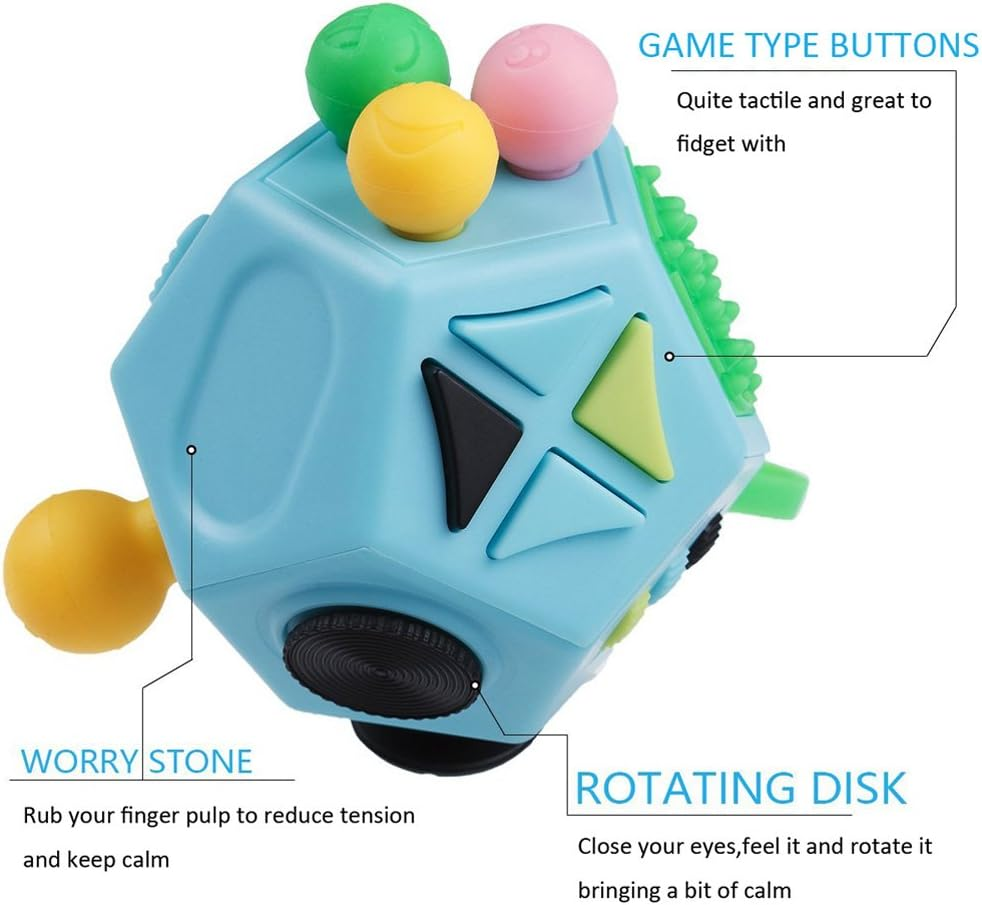 Fidget Toy 12 Sides Hand Dodecahedron Toys, Every Day Carry Fidgets Devices Relieves Stress and Anxiety Antidepression - for Children and Adult, Blue image number 4