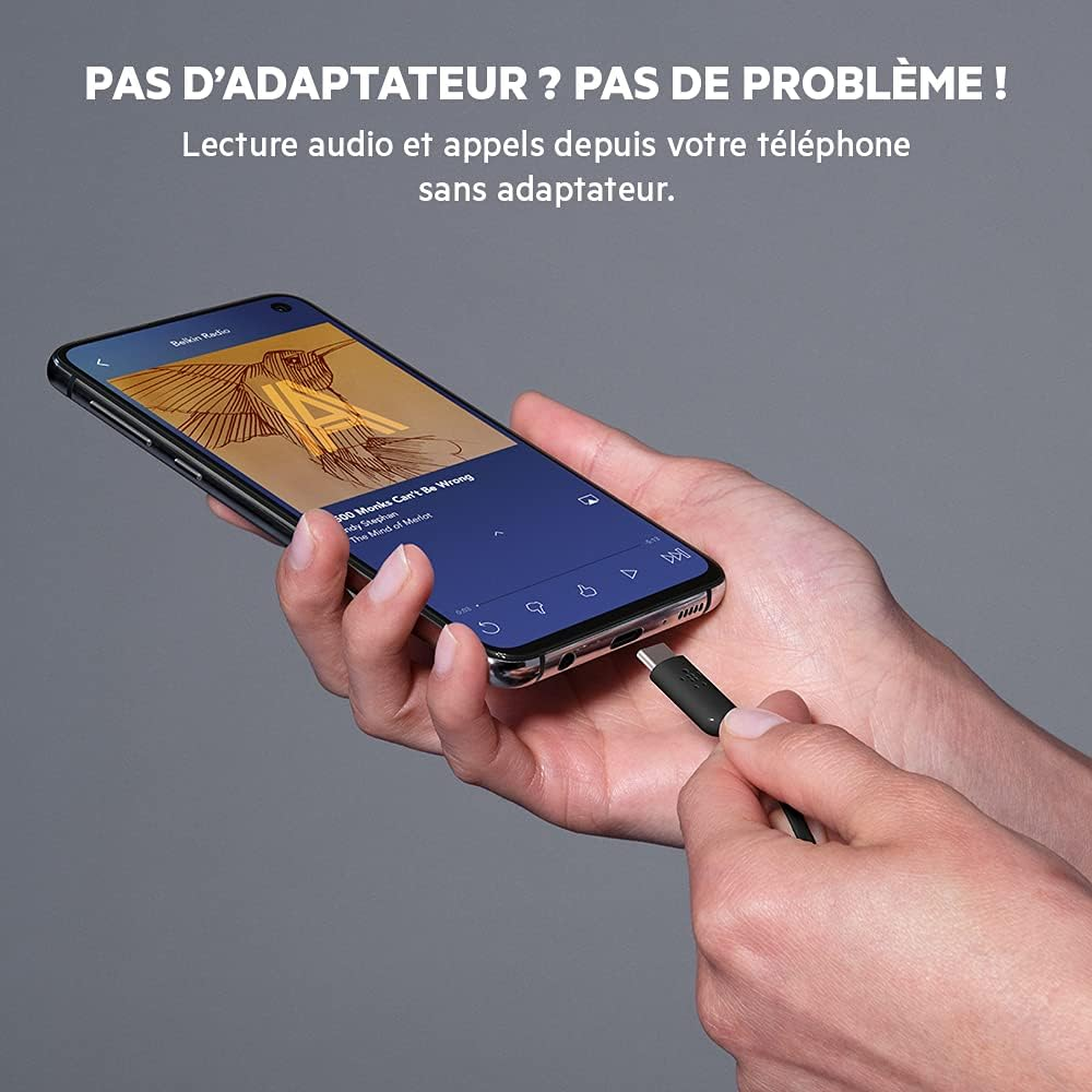 Belkin Rockstar USB-C Headphones for Samsung Galaxy Note10, Note10+, S10, S10+, S10E, Google Pixel 3, 3XL, Ipad Pro and More, Black, (G3H0002Btblk), S, M, and L - White image number 5