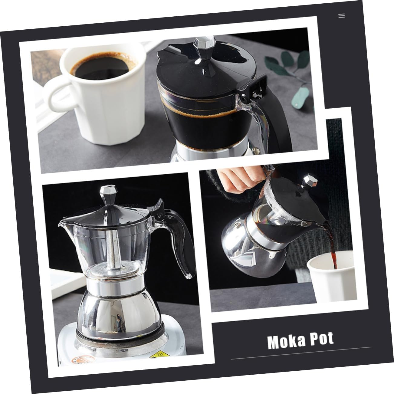 COLLBATH Mocha Coffee Maker 4-Cup 200Ml Glass Pot Stainless Steel Hand Brewing Coffee Pot for Home Espresso Brewing image number 6