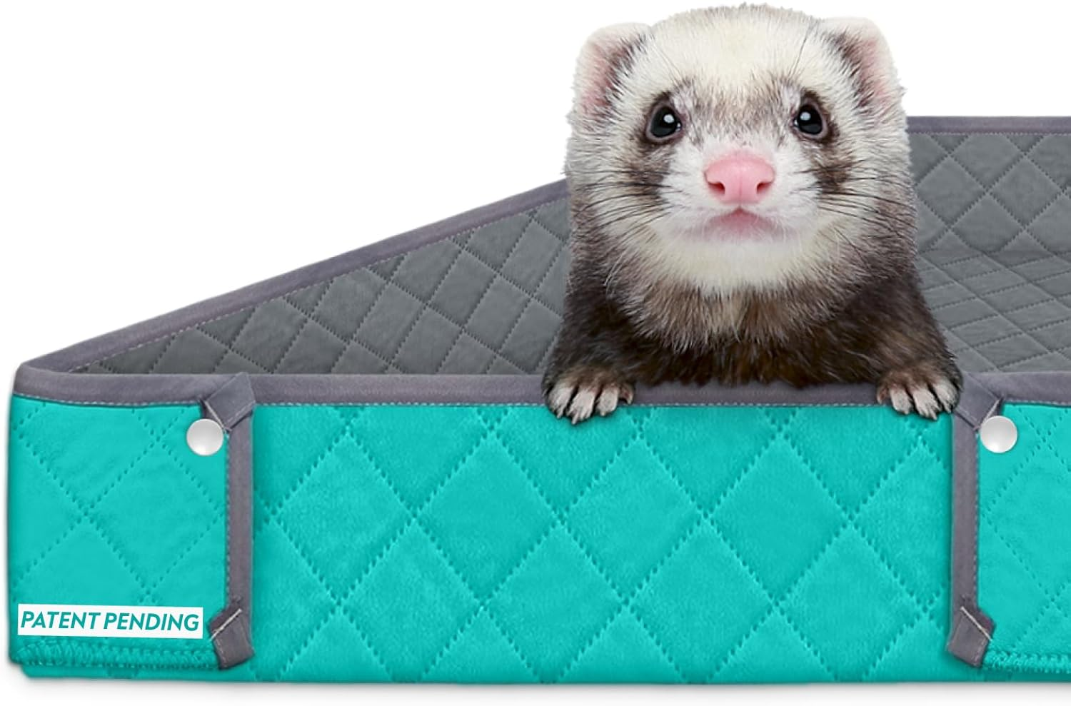 Paw Inspired Critter Box Washable Cage Liner, Reversible Fleece Bedding with Raised Sides for Guinea Pigs and Other Small Animals (C&C 2X3 (14" Grids), Gray/Blue) image number 1