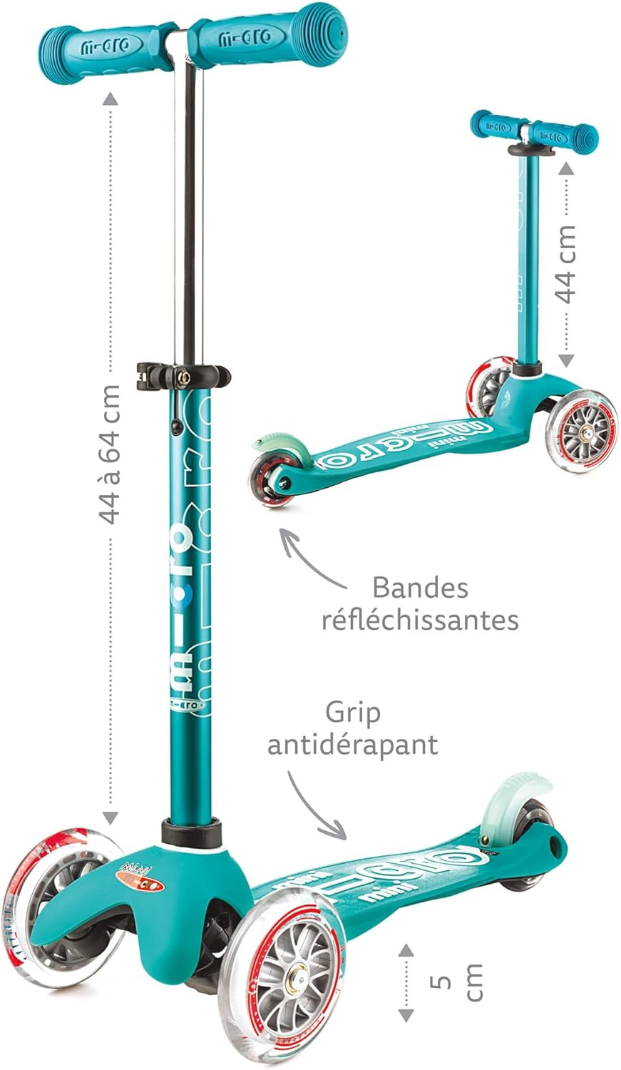 Mini Micro Deluxe Preschool Scooter - 3 Wheel Kick Scooter with Lean to Steer & Adjustable Height - Green image number 6