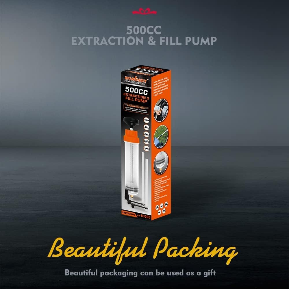 HORUSDY 500CC Fluid Extractor Automotive, Oil Extractor/Oil Syringe, Fluid Syringe Pump Manual Suction Vacuum Fuel Car Transfer image number 3