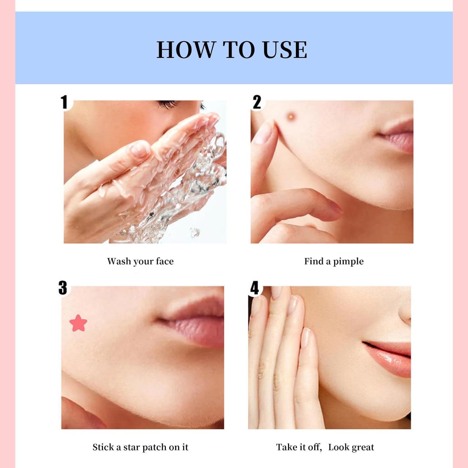 Acne Patches, 72 Pack with Multiple Sizes, Star and Heart Shapes, 6-8 Hour Treatment image number 1