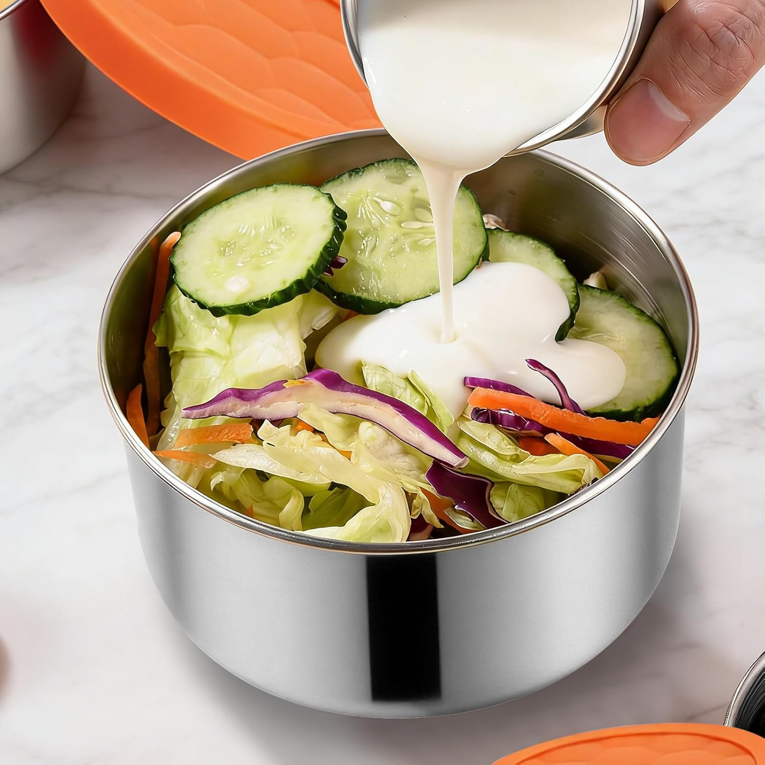 4Er Stainless Steel Snack Box Set with Silicone Lids, Lunch Box for Kids, Snack Container&Stainless Steel Containers for Fridge Storage, Meal Prep, Salad Dressing Container to Go (1.7/3.1/6.1/12.9 Oz) image number 1