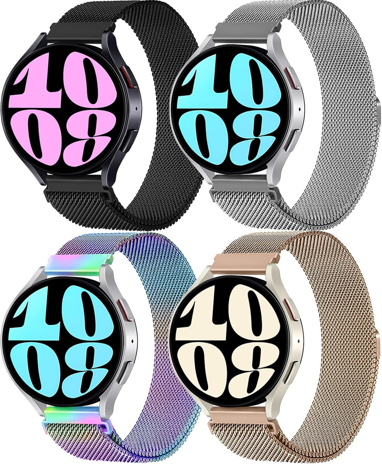 Milanese Bands for Samsung Galaxy Watch 7/FE/6/5/4/3 Band 40Mm 44Mm 41Mm 47Mm 43Mm 46Mm 42Mm,20Mm Quick Release Watch Band Magnetic Mesh Metal Strap for Amazfit Bip U Pro/Gts/Galaxy Watch Active 2/Active