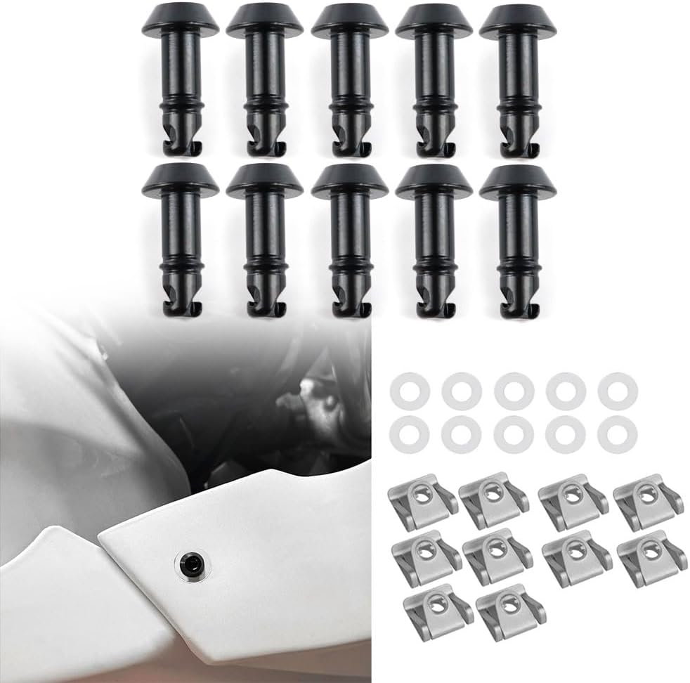 Xitomer 19Mm Universal Quick Release Fasteaners/Fairing Bolts Studs/Quarter Turn with Clips 1/4 Turn Quick Release Fit for Race Fairings (19Mm,Black)