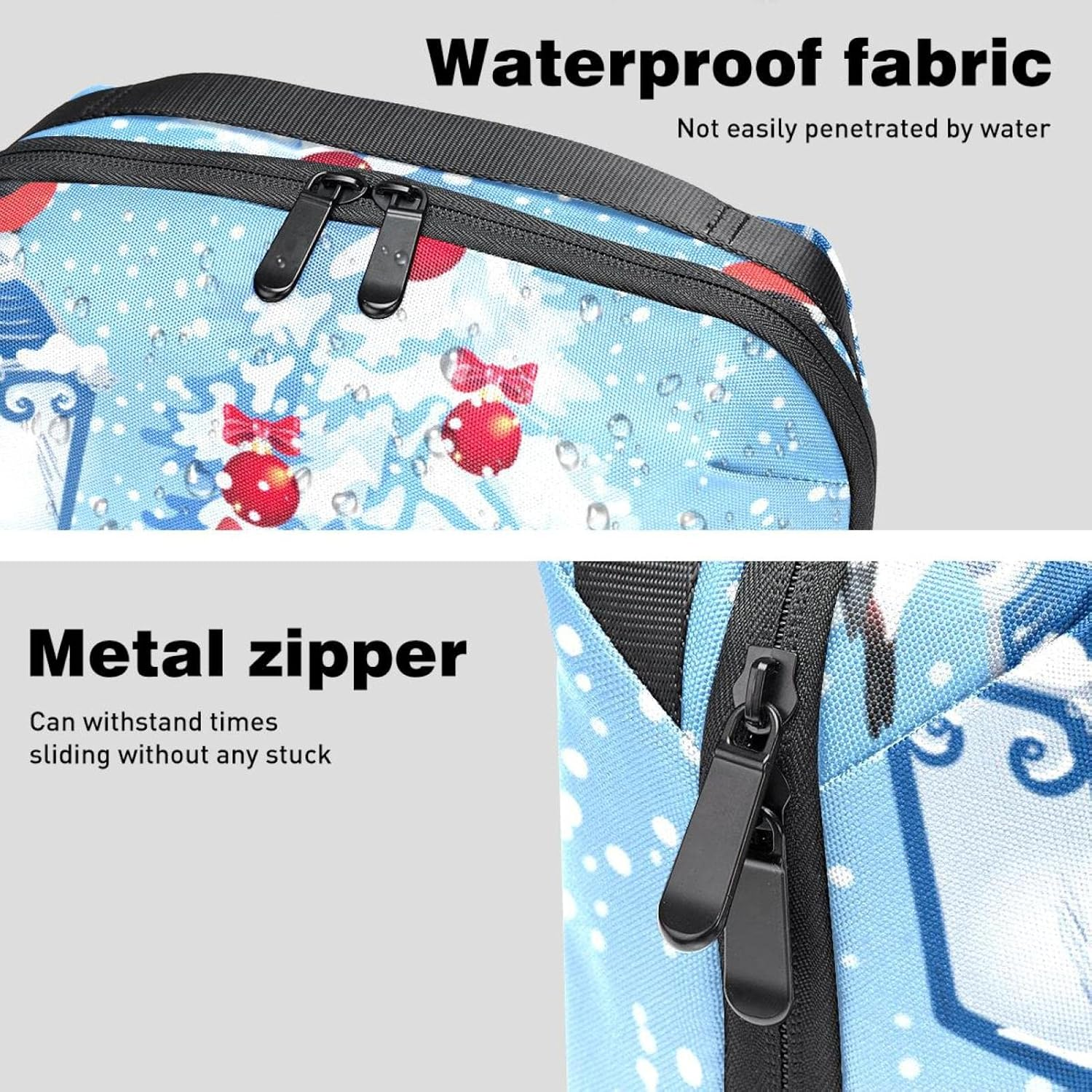 Electronics Organizer, Cord Organizer Travel, Portable Tech Bag, Travel Cable Case, Travel Essentials for Cable Storage, Cord Storage and Electronic Accessories, Christmas Cartoon Snowman Bird Snow Day image number 3