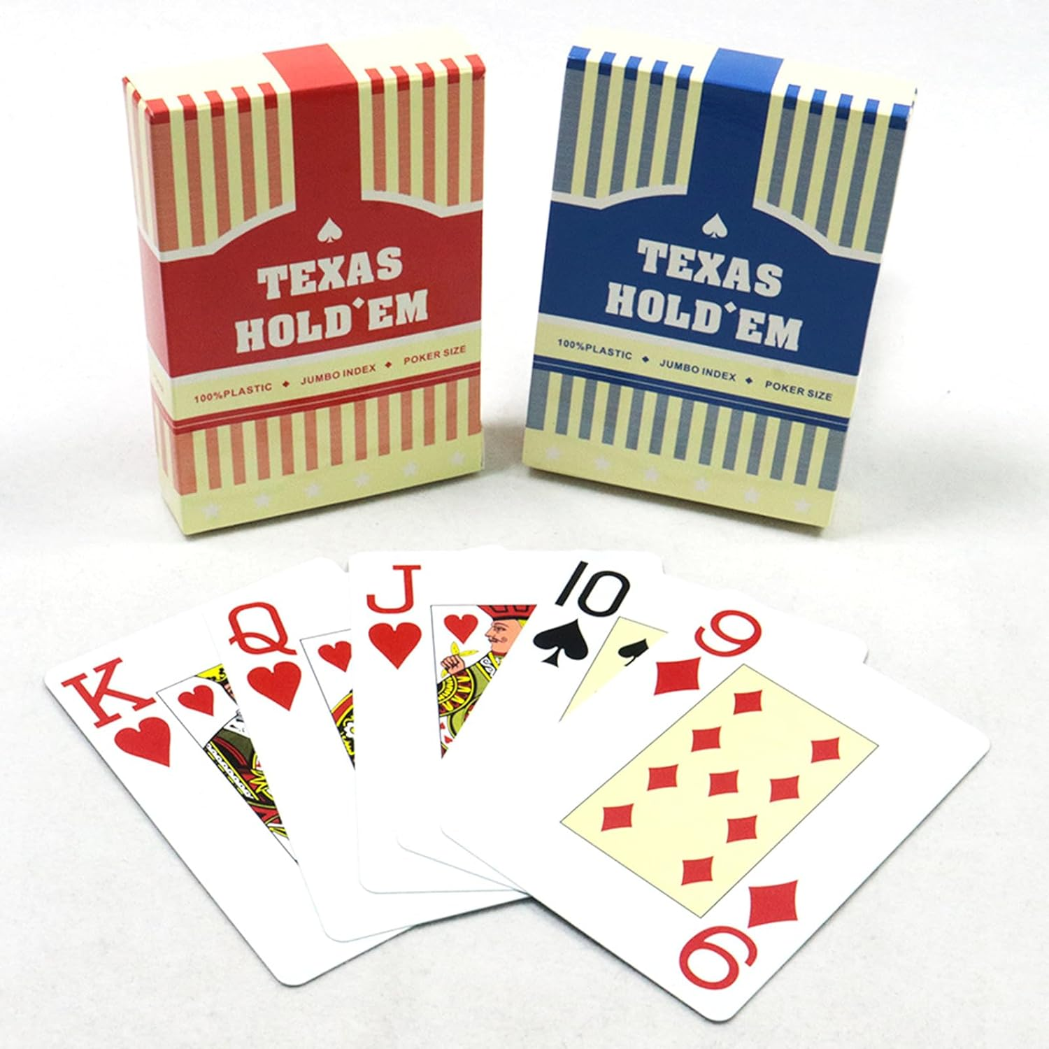 2 Pack Plastic Waterproof Playing Cards, 2 Decks, Red & Blue, Premium Professional Poker Cards, Bridge Cards, Jumbo Index for Blackjack, Texas Hold&rsquo;Em Poker, Canasta Card Game image number 2