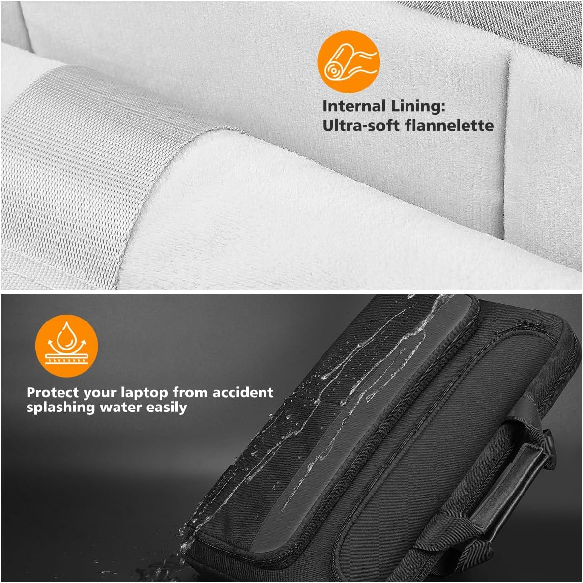 KIZUNA Laptop Bag Case 15.6 Inch Computer Shoulder Sleeve for Macbook Air 15 M2/Macbook Pro M1 M2 Max/16" Lenovo Legion Slim 5I Gen 8/16" Ideapad Slim 5/Gaming 3I/Hp Envy X360 15/Dell, Black image number 1