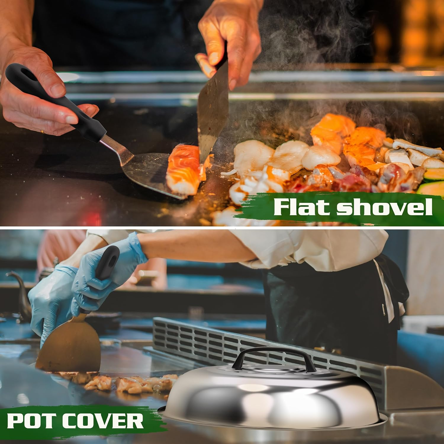 120 Pcs Griddle Accessories Kit, Griddle Accessories for Blackstone - Perfect Flat Top Grilling Accessories, Professional round Melting Dome with Cast Iron Smash Burger Press for Barbecue. image number 4