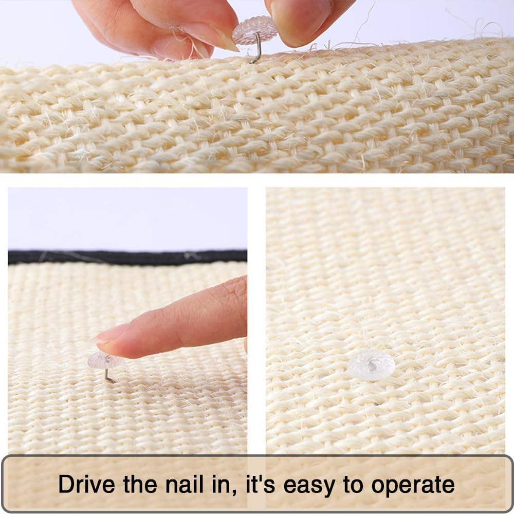 2 in 1 Use Cat Scratching Mat & Natural Sisal Fabric Sofa Shield Furniture Protector Pad, Durable & Washable Cat Scratcher Pad Cover with One Cute Ball for Sofa, Wall, Mattress image number 6