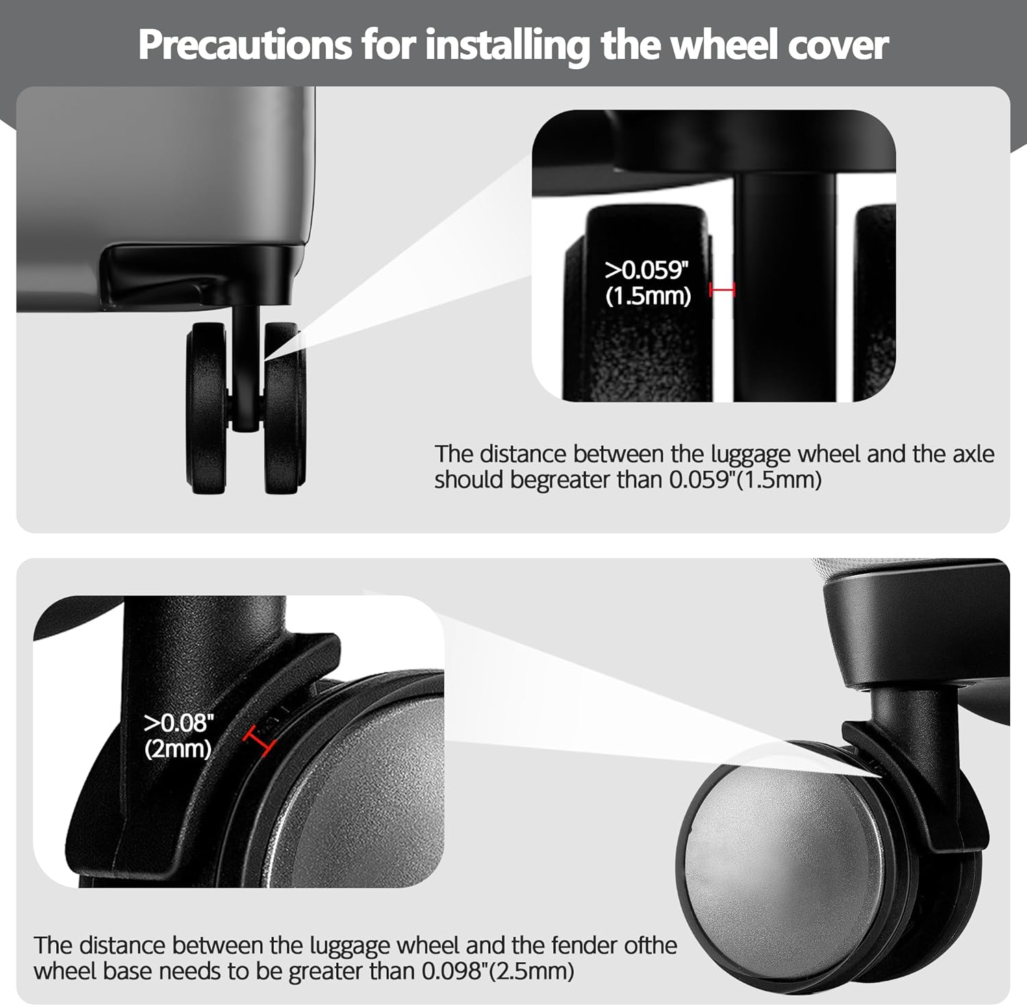 AWINNER 8 Pack Luggage Wheels Covers - Silicone Luggage Wheel Protector Covers for Most 8 Spinner Wheel Suitcases or Office Chair Caster,Durable,Mute and Shock Absorption, Grey, One Size, 8 Pack - Blue image number 2