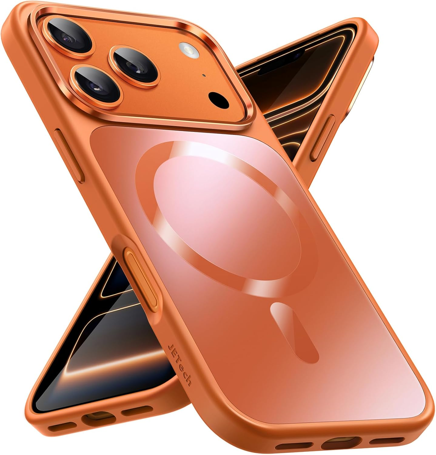 Jetech Magnetic Case for Iphone 17 Pro Max 6.9-Inch Compatible with Magsafe, Luxury Metallic Luster Matte Back Slim Shockproof Electroplated Phone Cover (Orange)