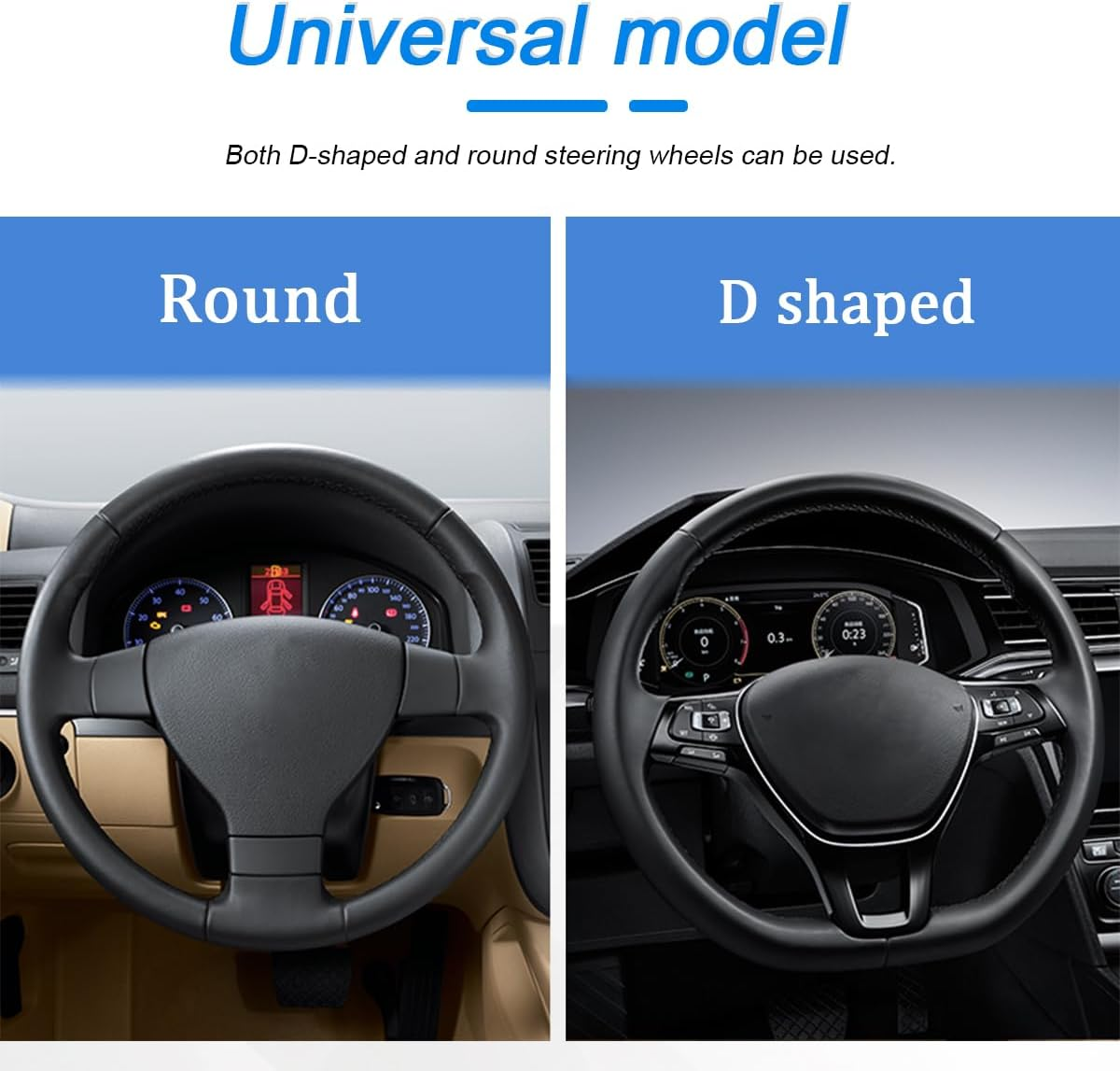 Car Steering Wheel Cover, 14.5"-15" Leather Anti-Slip Sporty Vehicle Steering Wheel Protector, Soft Breathable Auto Interior Decoration Accessories, Universal for SUV Truck Sedan (Grey) image number 2