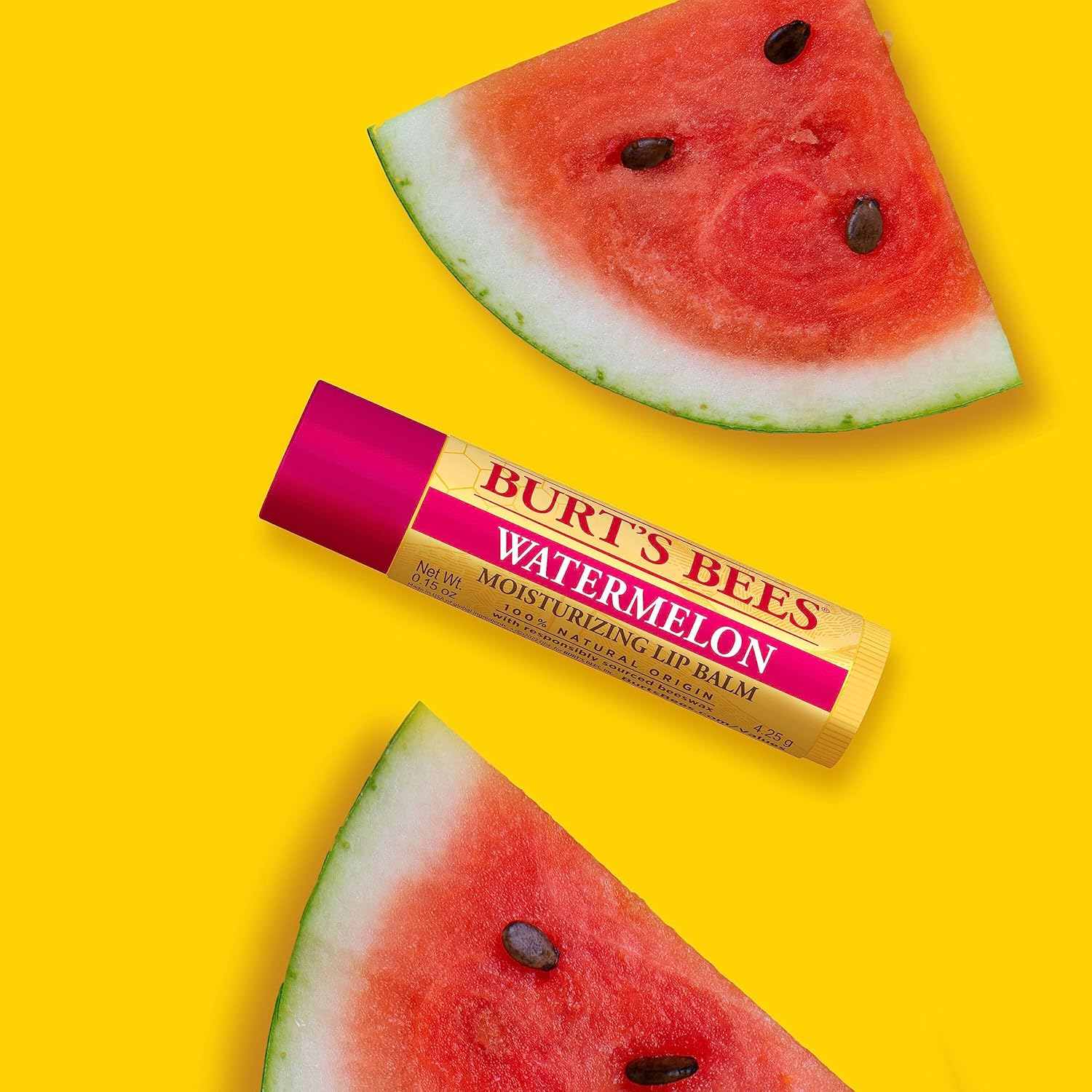 Burt'S Bees 100% Natural Origin Moisturising Lip Balm, Watermelon with Beeswax, 1 Tube, 4.25G image number 1