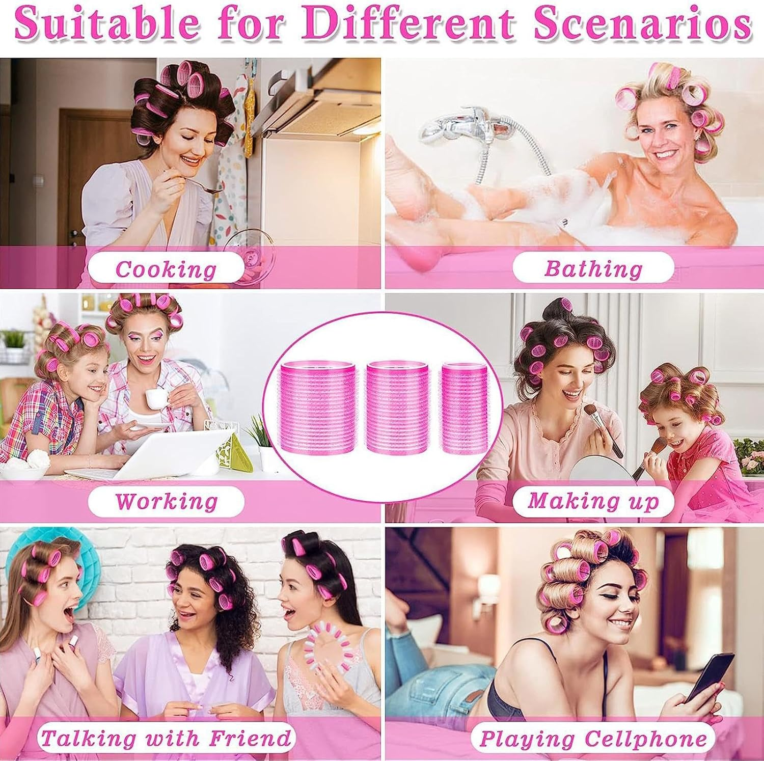 Curly Bang Roller - Hair Curling Tools | with 10 Hairpins Heatless Hair Styling Tools, Hair Curling Tools Set for Travel Use image number 3