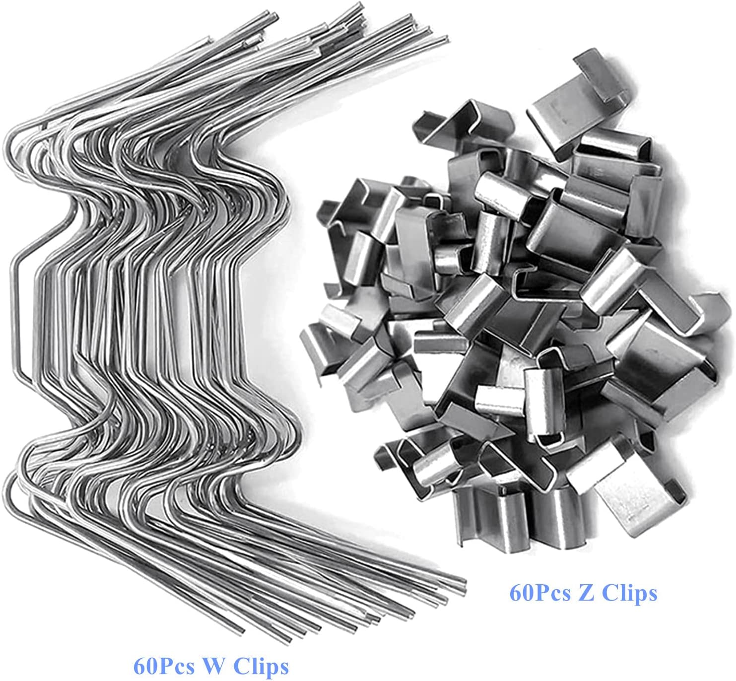120Pcs Garden Greenhouse Glass Clips, Greenhouse Repair Kit (60Pcs W Wire Clips + 60Pcs Z Overlap Clips), Stainless Steel Greenhouse Window Clips, Glass Pane Fixings Clips, Glazing Clips. image number 3