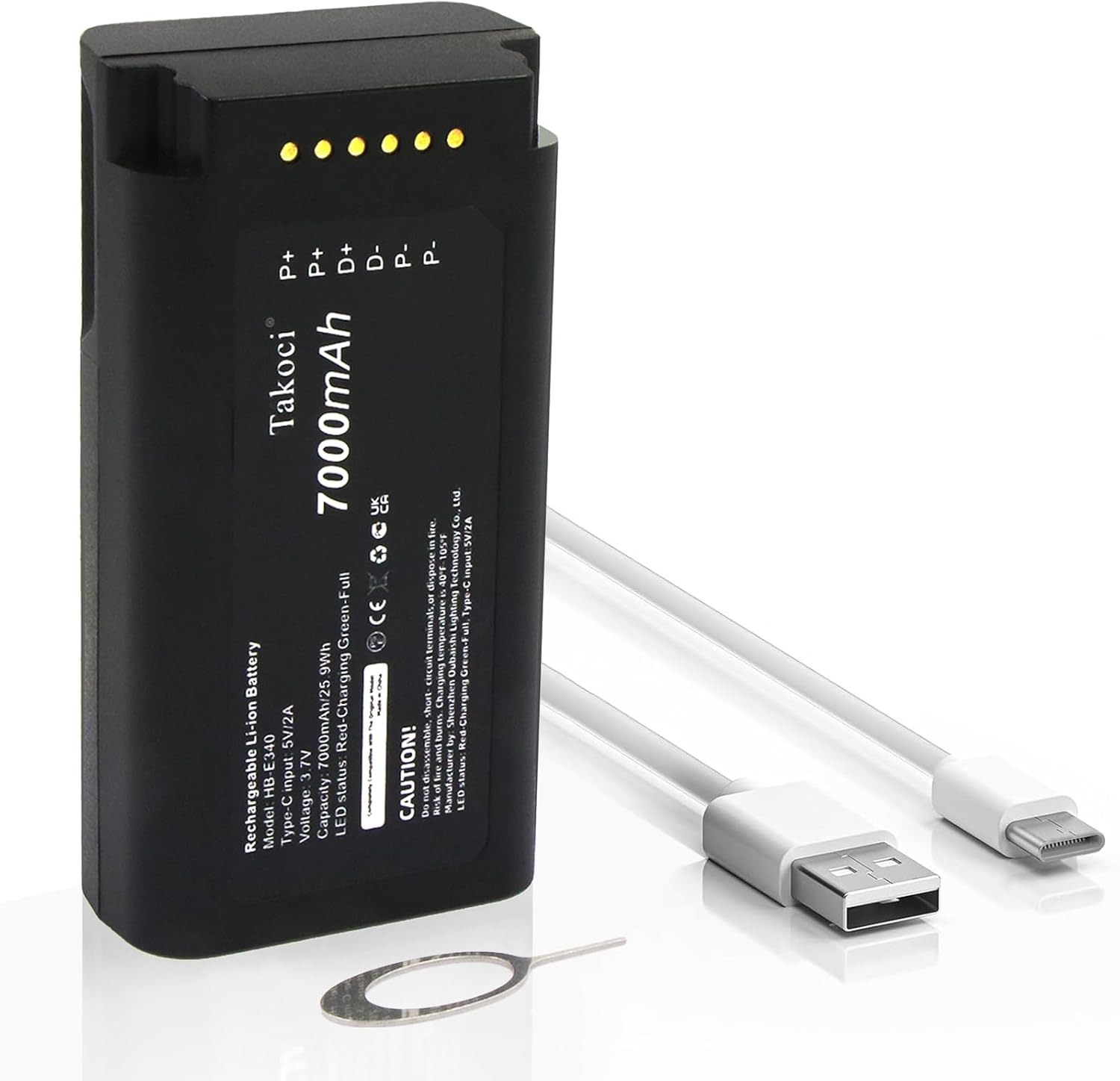 TAKOCI E340 Battery Replacement Compatible with Eu/Fy Security Video Doorbell E340/C31 Dual Camera Video Doorbell E340/C31 Spare with Type-C Charger Cable 7000Mah/3.7V image number 2