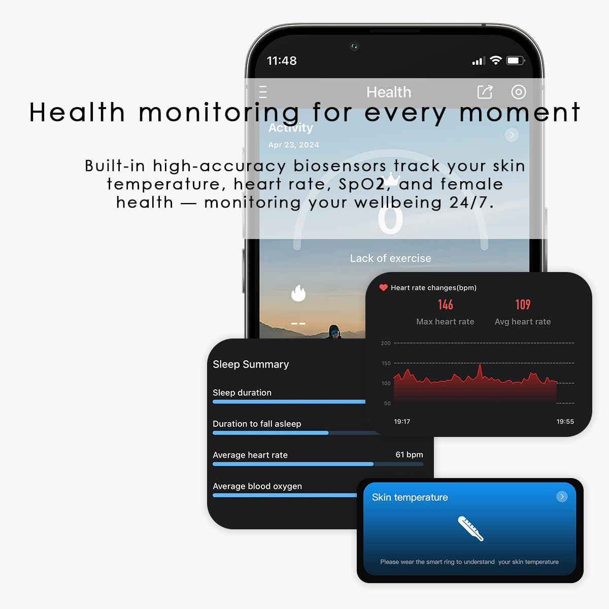 Forge Arcus Stainless Steel Smart Ring (Black, 12) image number 6