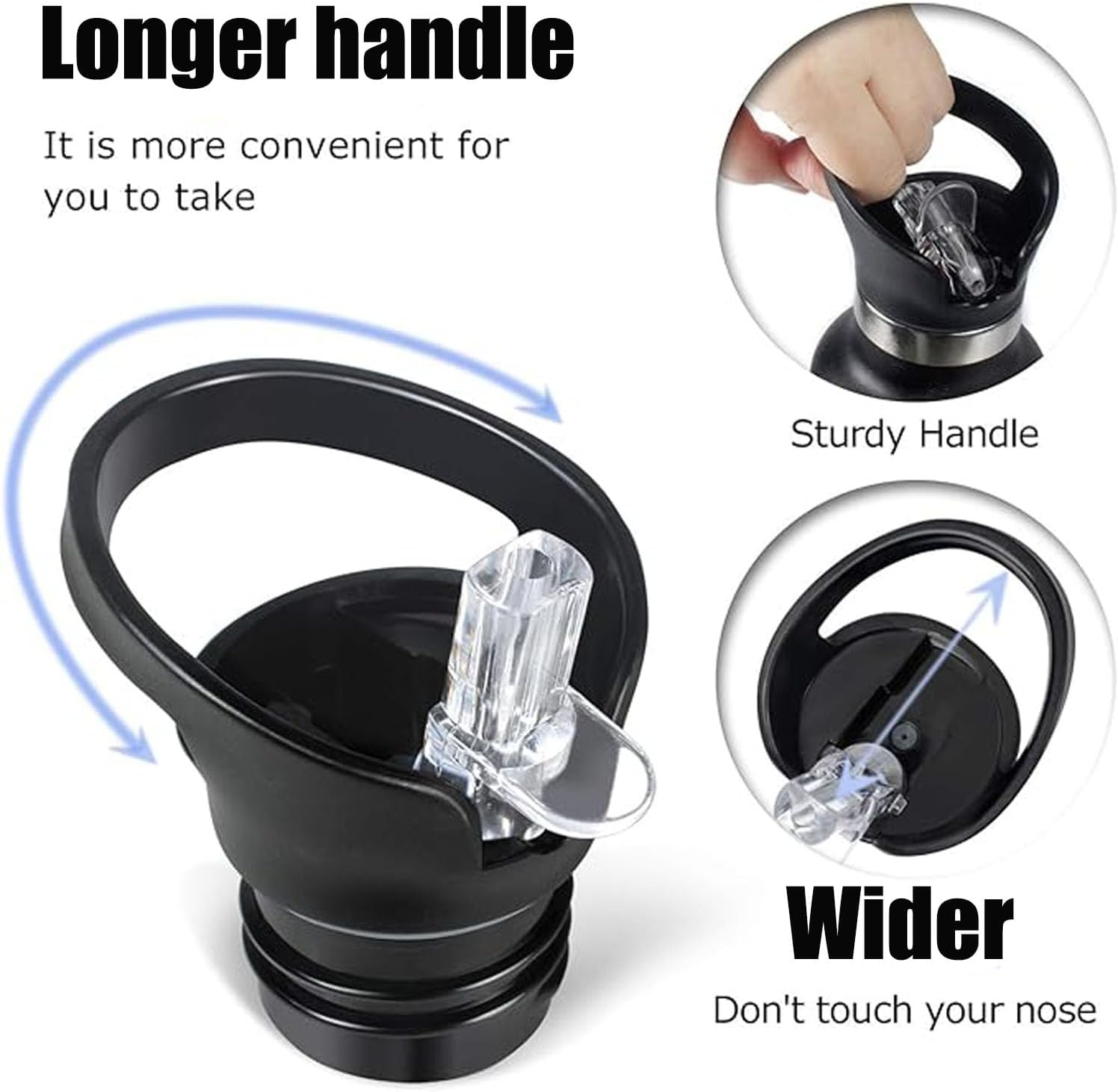 Mtxorvix 2Pcs Suction Nozzle Cover for Daily Use Bottles Kanteen Series Bottle Lids Replacement Spout Valve Water Jug Caps Collapsible Wide Mouth Straw Lid, Straw and a Brush image number 6