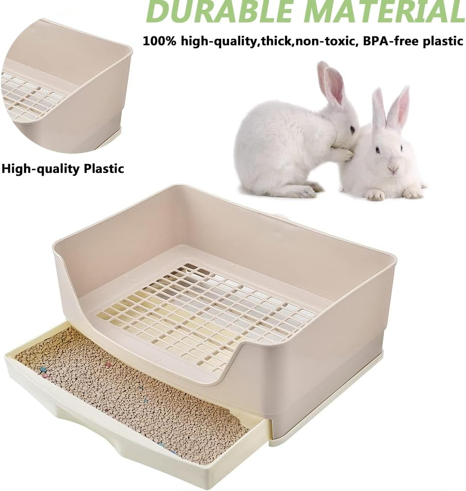 Large Rabbit Litter Box with Drawer, Bunny Toilet & Potty Corner, Pet Training Toilet for Adult Rabbits, Guinea Pigs, Chinchillas, Ferrets & Small Animals image number 2