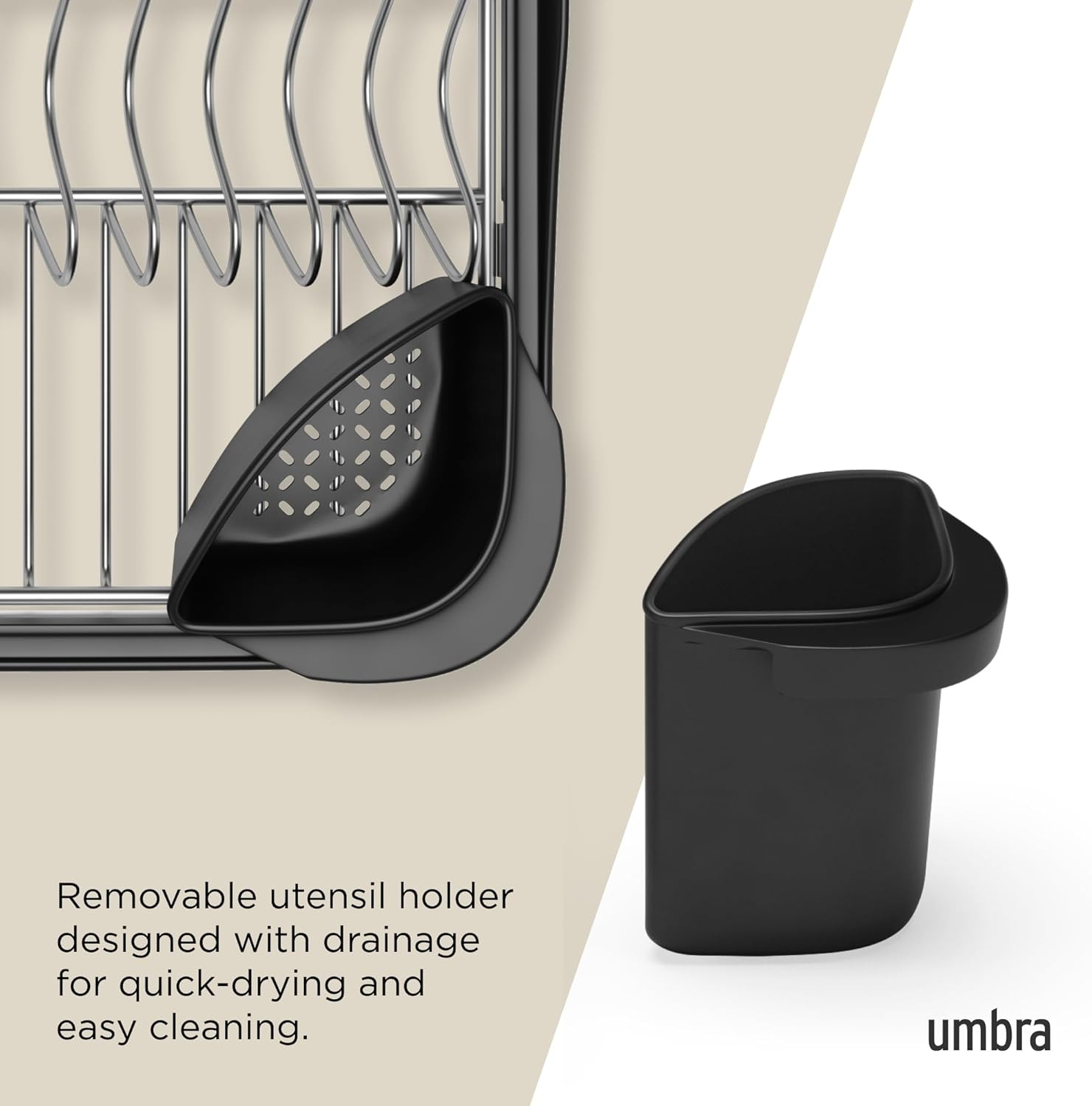 Umbra 1004292-047 Sink Dish Rack, Black Large image number 1