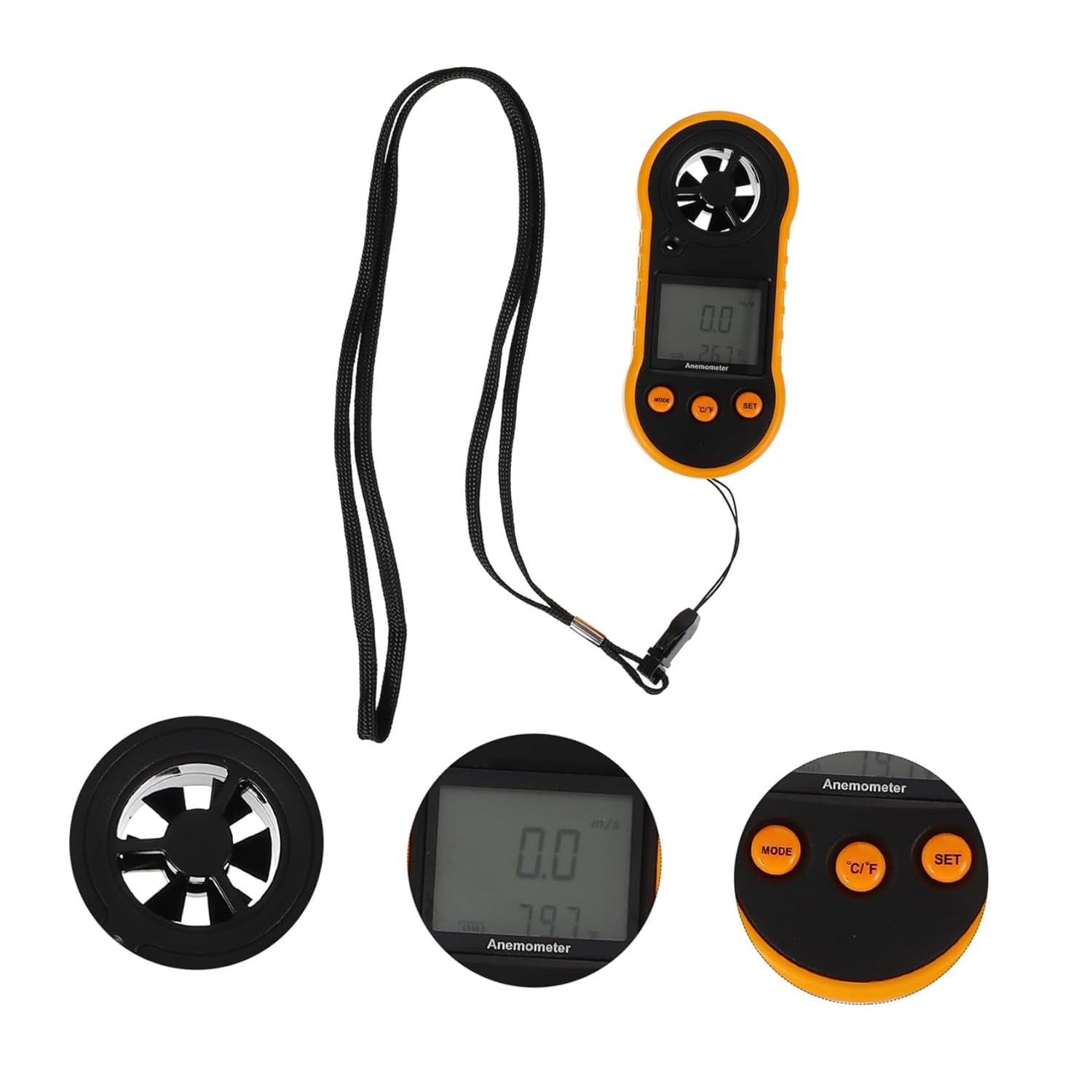 Digital Handheld Wind Speeds Meter Air Flow Velocity Meter Portable Anemometer for Weather Measurement LCD Display and Temperature Measurement image number 3