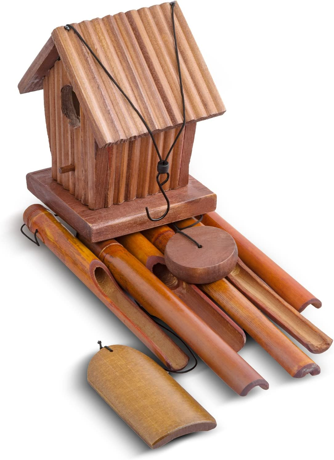 Bamboo Wind Chimes, 35'' Wooden Birdhouse Wind Chime, Gifts for Mom/Women/Wife/Daughter/Sister/Aunt/Grandma, Outdoor Decor, Yard Decor for Christmas,Birthday Gifts,Gardening Gifts image number 1