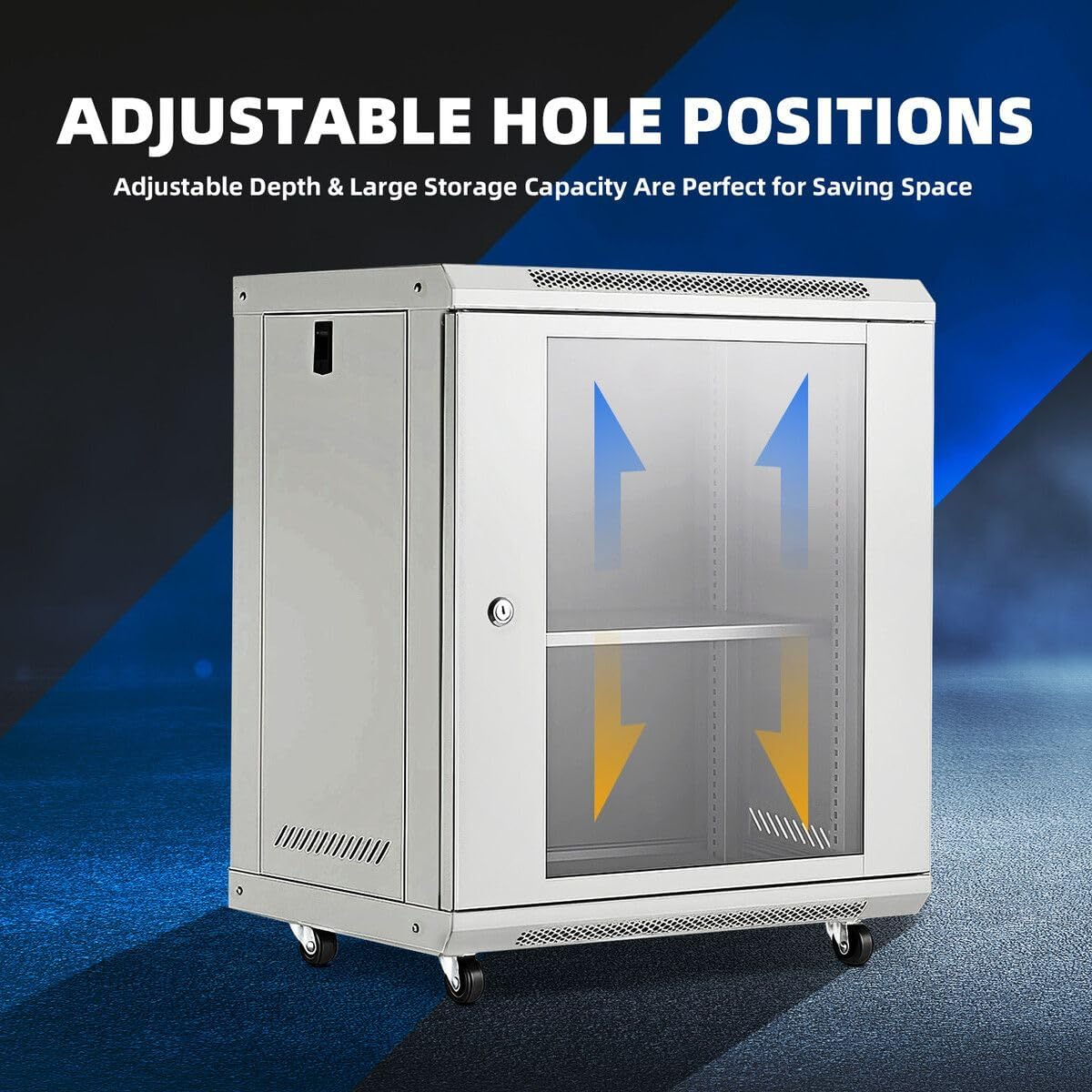 AUSWAY 12U Network Server Cabinet Data Case Wall Mount Rack LAN Enclosure Comms 19Inch 400Mm Deep Locking Glass Door Side Panels Wheels IT Computer Equipment image number 1