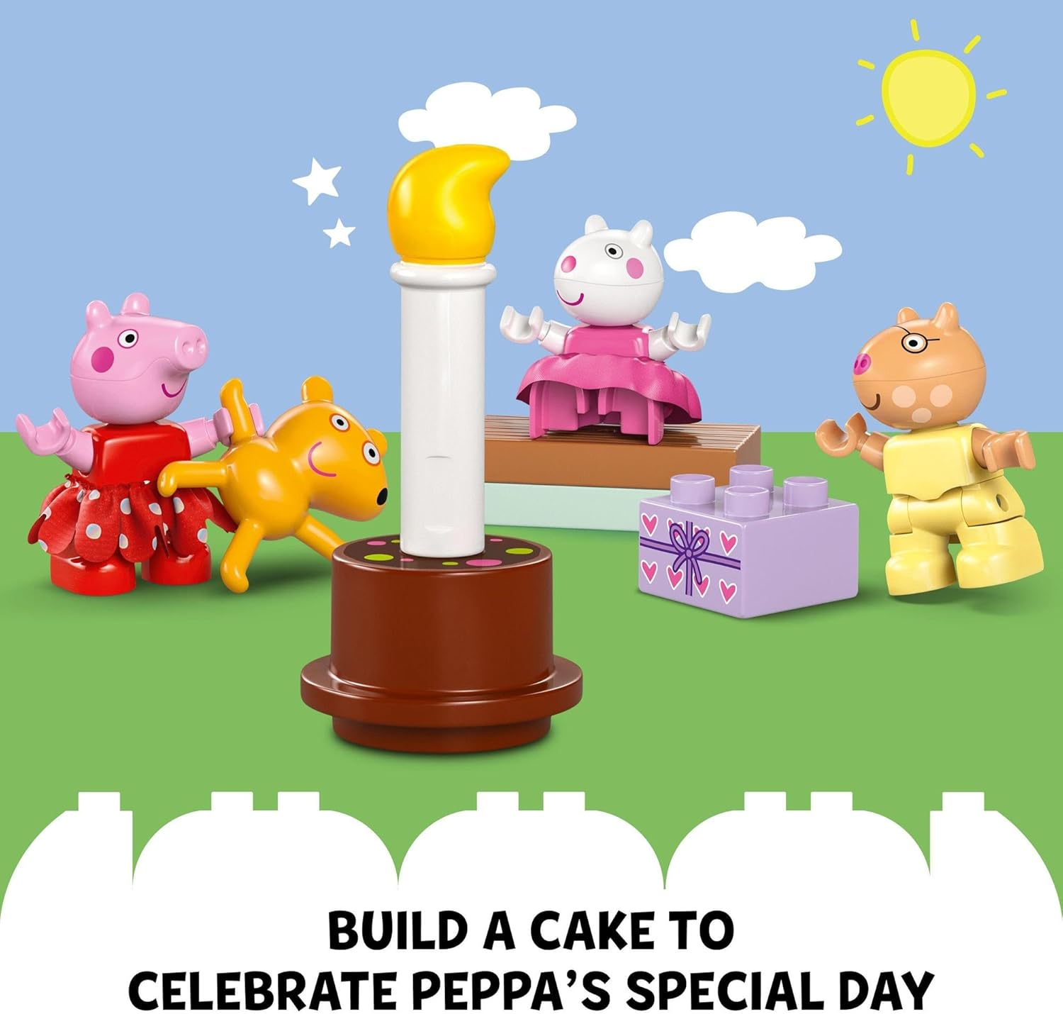 LEGO DUPLO Peppa Pig Birthday House Playset, Toddler Learning Toy for 2 plus Year Old Girls and Boys, Kids Toy Three Figures, Including Pedro Pony and Suzy Sheep, plus Peppa'S Teddy, Family Fun 10433 image number 6