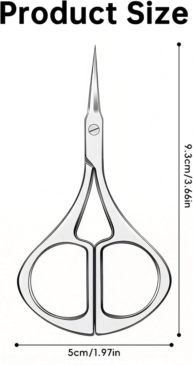 Nail Scissors - Cuticle Scissors 3.6 Inch Fine Tip Eyebrow Scissors Curved, Multi-Purpose Stainless Steel Grooming Tool for Nail, Eyebrow, Eyelash Care image number 4