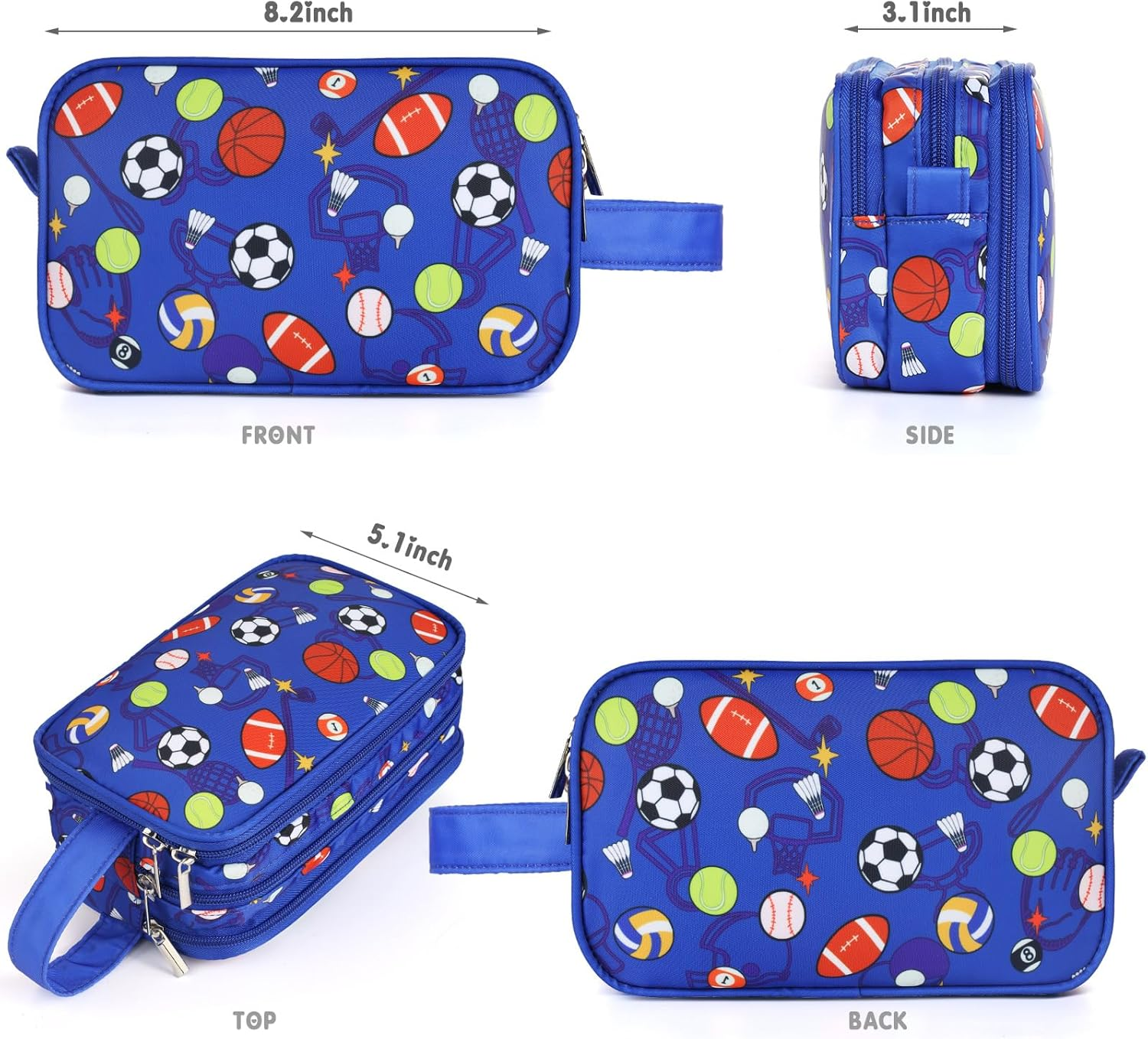 Vipdeal Kids Toiletry Bag for Girls and Boys, Soccer Balls - Black Dinosaur image number 3