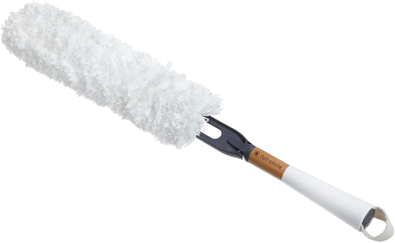 Full Circle Dust Whisperer Washable Microfiber Duster with Replaceable Head - Bendable | Machine Washable and Reusable | Ideal for Bookshelves, Blinds, Ceiling Fans, and More | White image number 2