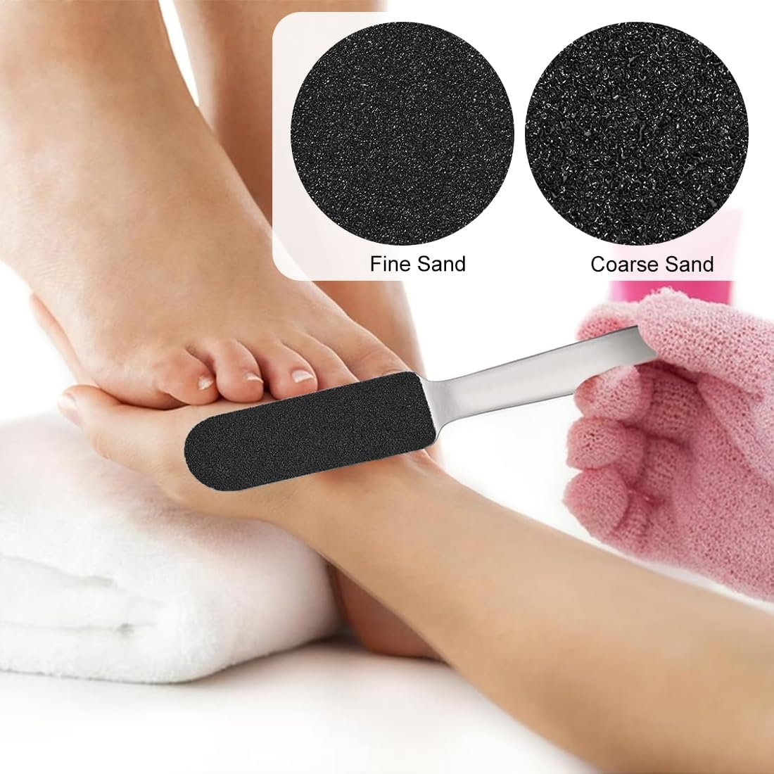 MIRKUZI Rasp Files for Foot Care, 1 Foot File with 20 Refills for Pedicure Files, Stainless Steel Foot File with Replacement Sandpaper, Stainless Steel Callus Remover for Dry Skin image number 1