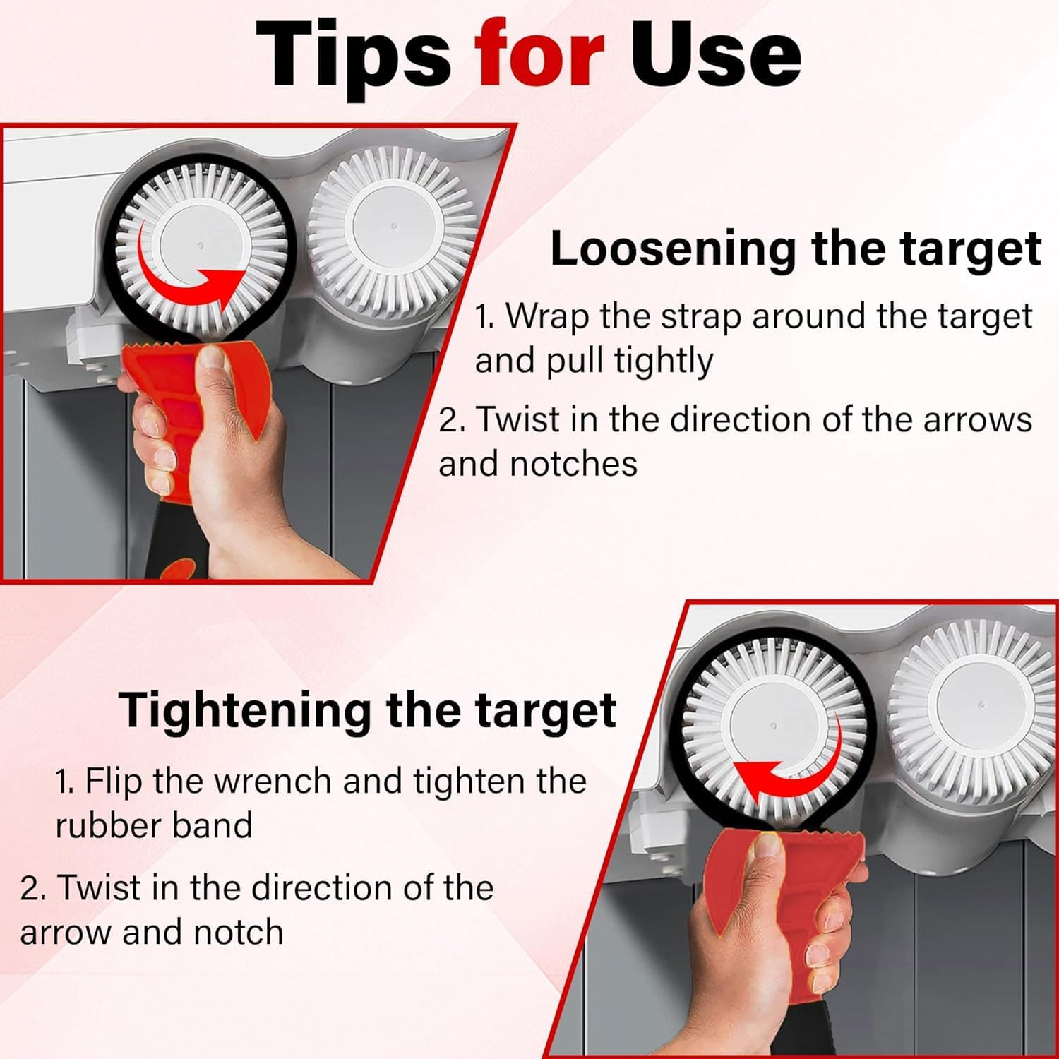 Rubber Strap Adjustable Wrench Set - 2Pcs Oil Filter Pipe Jar Opener 5.9"&8.46" Strong Grip Plumbers Universal Spanner Drain Sewer Cap Sink Pliers Nut Shower Head Valve Removal image number 5