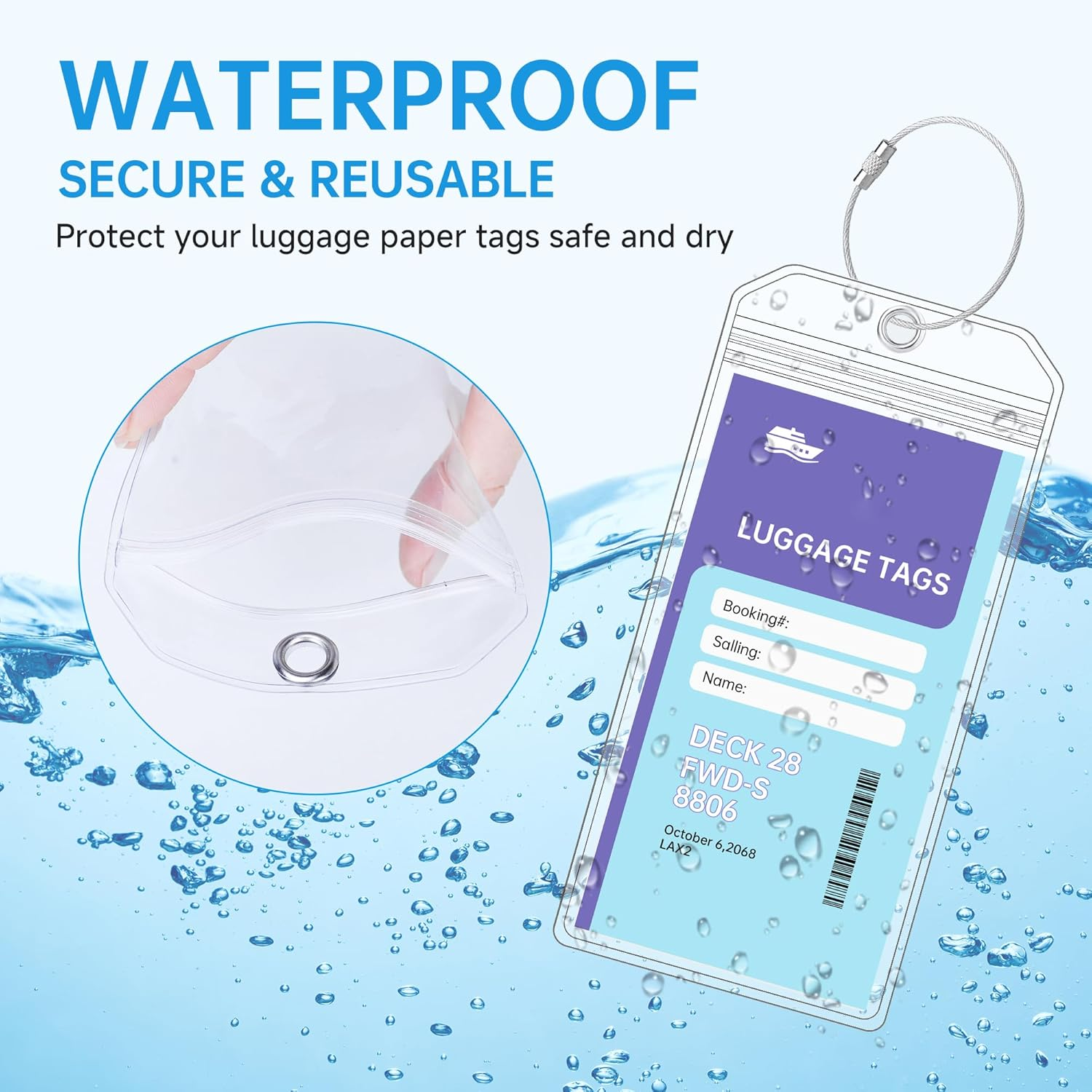 Teskyer Luggage Tags for Ship Route Esstials, 3 Packs Luggage Tag Holder, Clear Luggage Tags for All Journey Lines in 2023&2024 image number 2