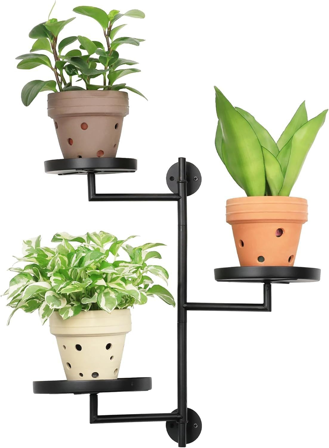 3-Tier Metal Plant Stand for Indoor and Outdoor, High Corner Pot Stand, Display Shelves for Patio, Living Room, Balcony, Office, Stepped Plant Table (Black) image number 1