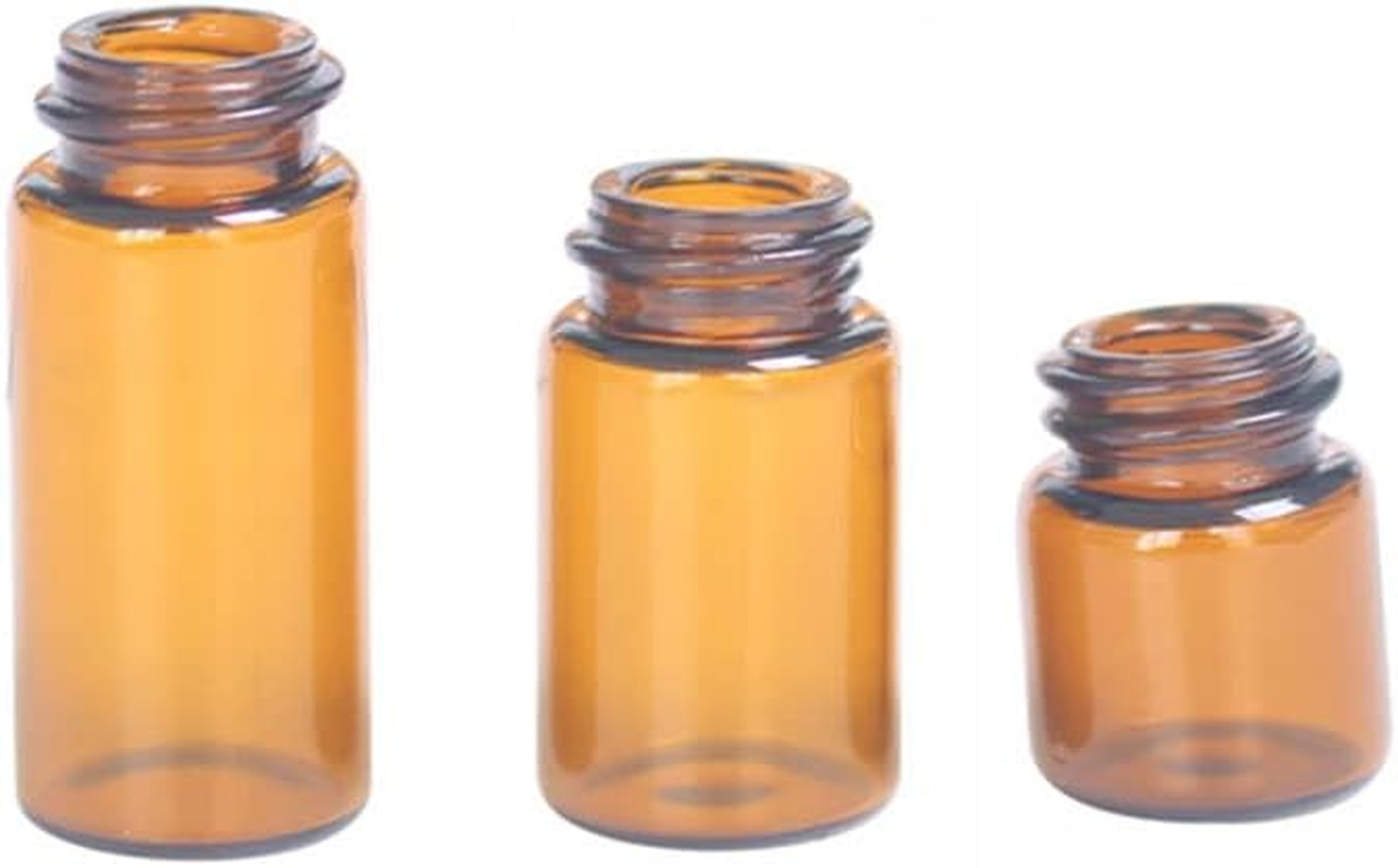 YUNFANG 100Pcs 2Ml Amber Glass Essential Oil Bottles with Black Caps for Oil, Perfume, Samples image number 2