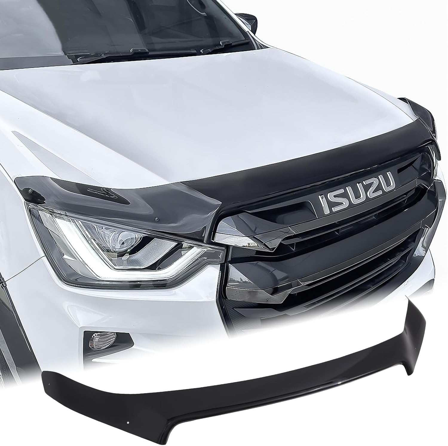SUERAUTO4X4 Bonnet Protector for Isuzu DMAX D-MAX 2020-2024 Accessories, Tinted Black Injection Front Bonnet Stone Hood Protector Guard Trim Ute Car Exterior