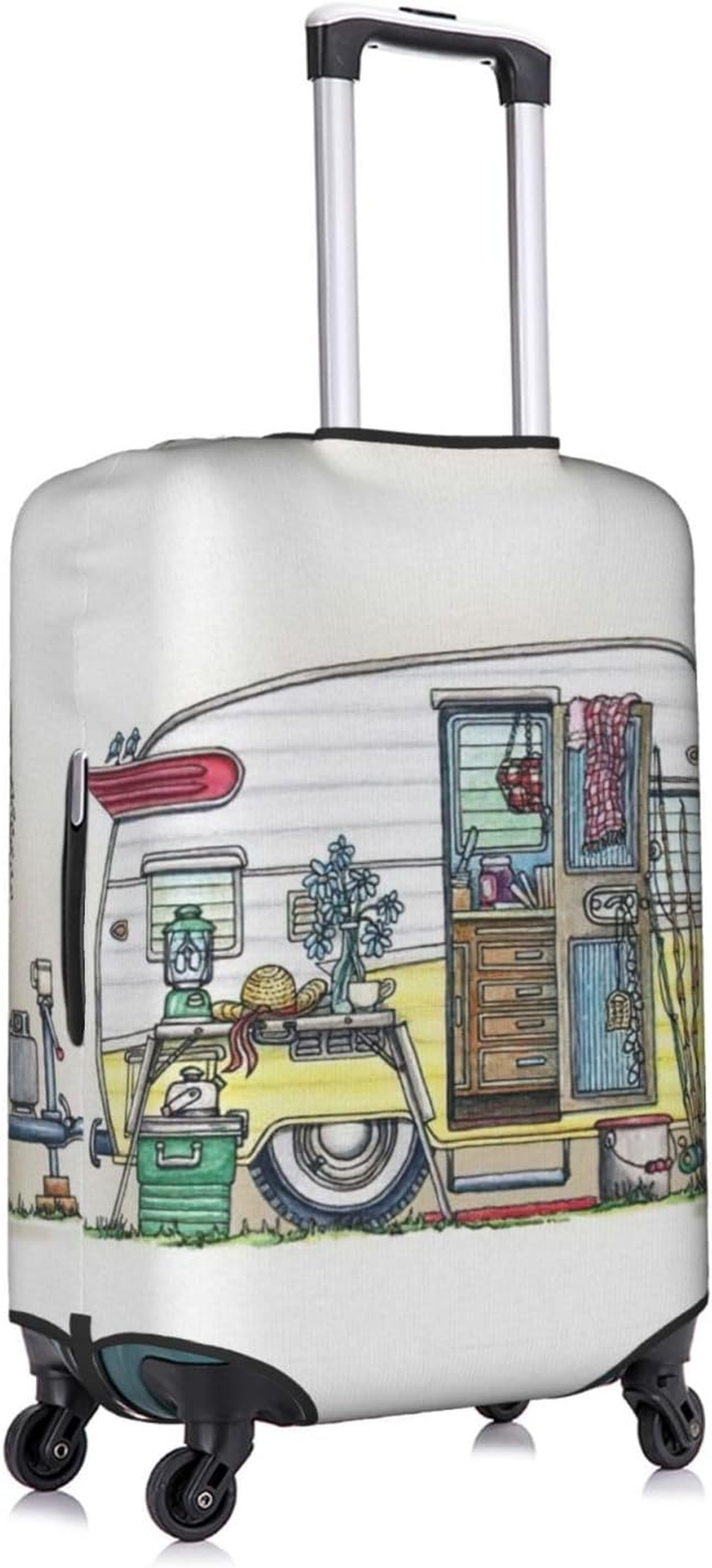 Odddot Happy Campers Print Travel Luggage Cover,Suitcase Protector Cover, Washable Baggage Covers,For 18-32 Inch Luggage, Happy Campers, Medium