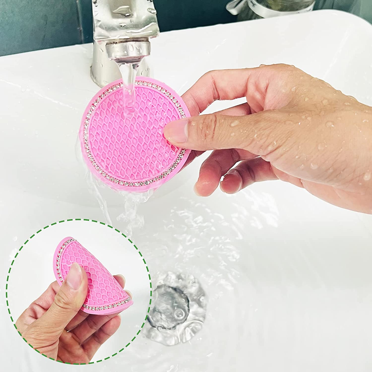 Sourceton 11 Pcs Daisy Car Decoration Flower Set, Pink & Multicolor Daisy Air Outlet Petals & Coasters image number 5