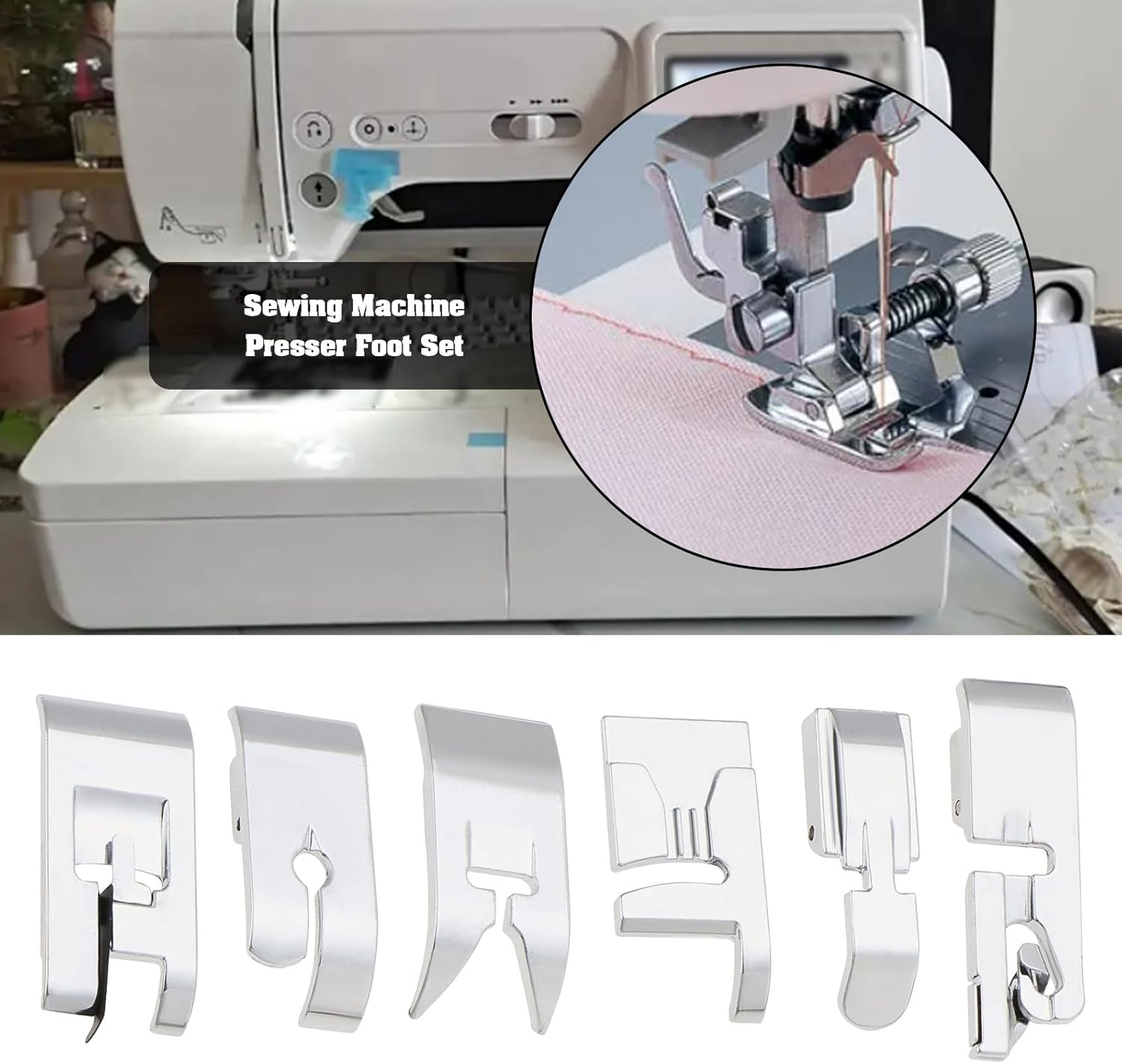 YINETTECH 12Pcs Universal Sewing Machine Presser Foot Set Compatible with Brother Compatible with Janome Compatible with Singer Compatible with Baby Lock image number 2