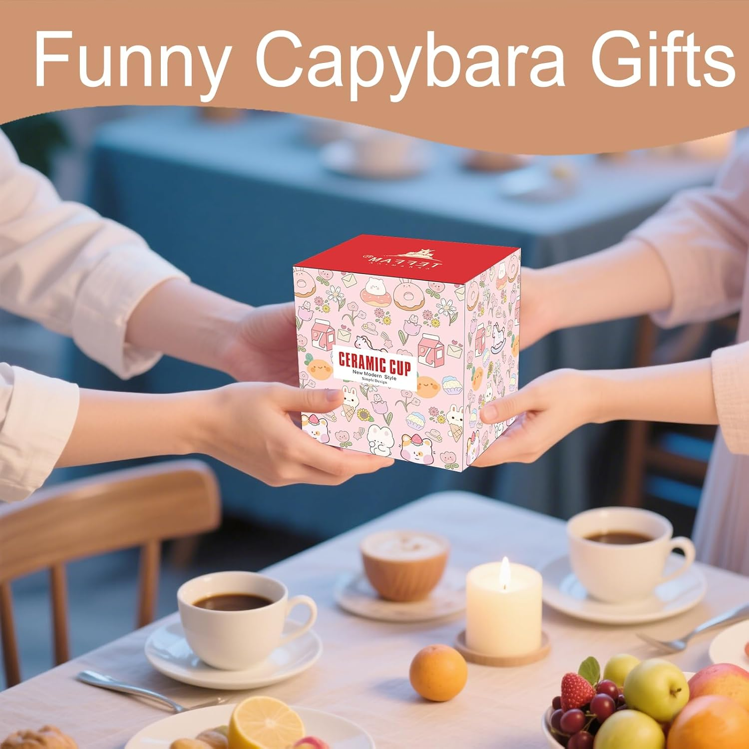 Gifts for Women Funny Capybara Coffee Mugs Birthday Gifts for Women Her Girls Kawaii Tea Cup Best Friend Christmas Daughter Graduation Gift Ceramic Autumn Mug with Lid Cute Capybara Stuff Decor image number 6